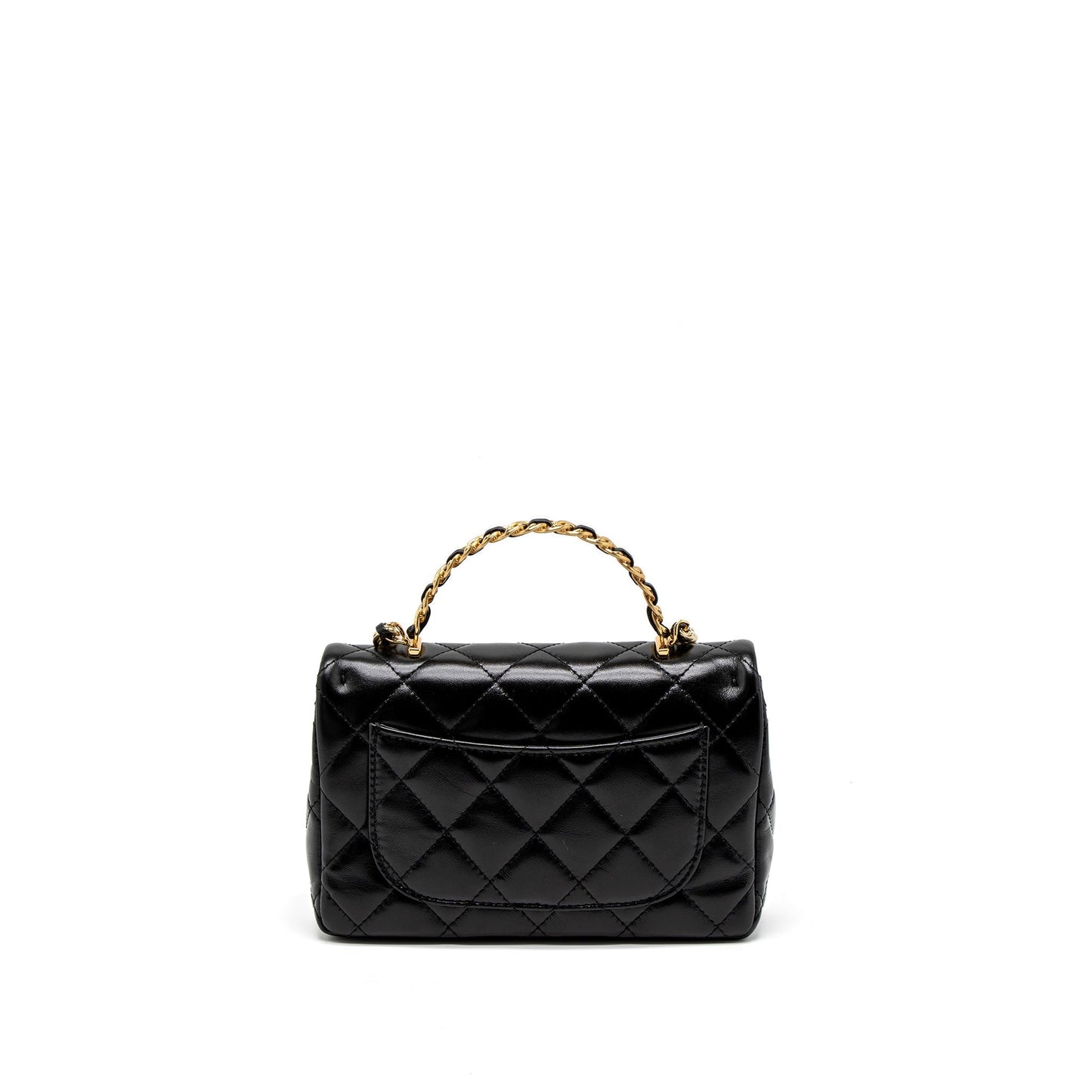 Chanel 23S Detail Top Handle Rectangular Flap Black Shoulder Bag