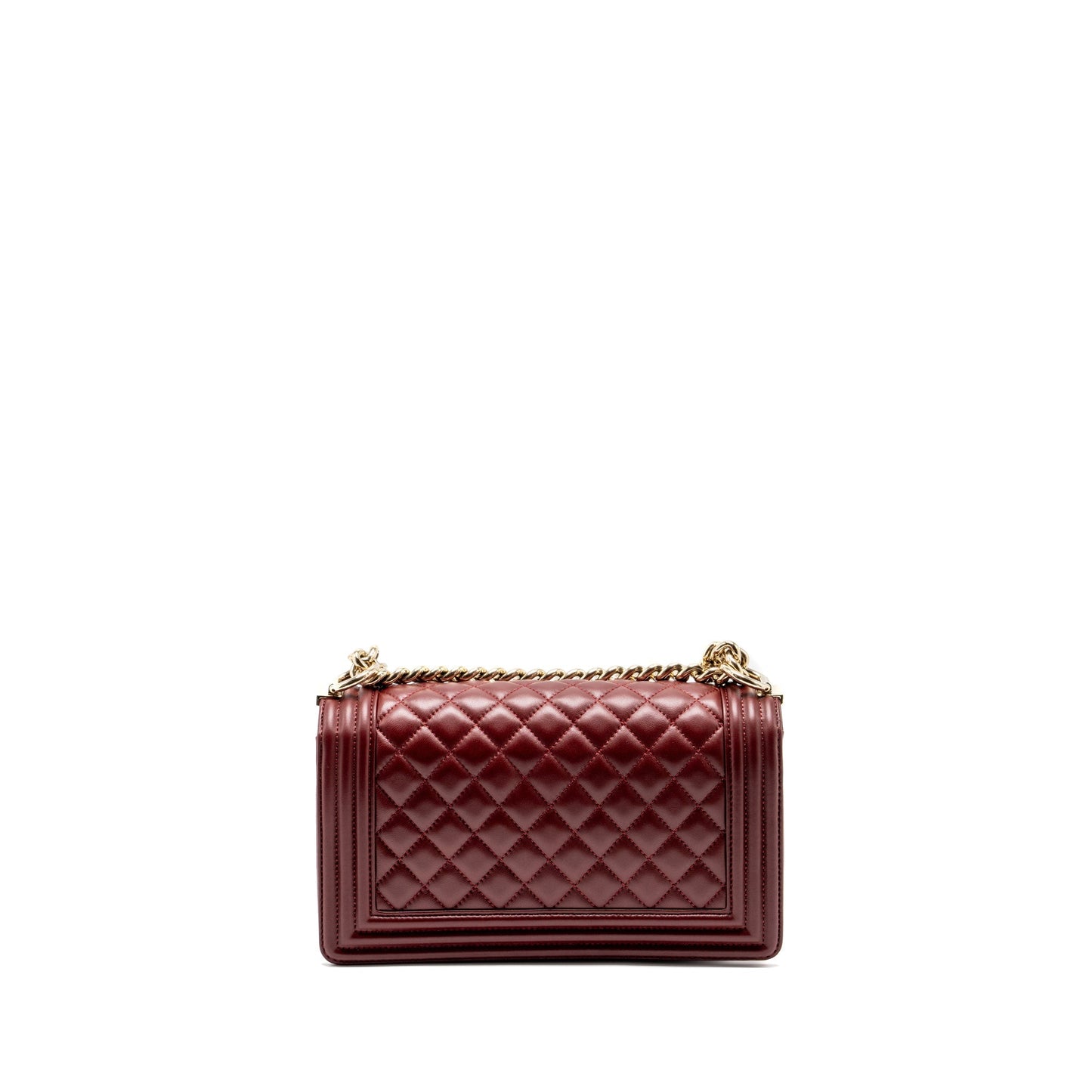 Chanel Boy Lambskin Dark LGHW Red Handbag