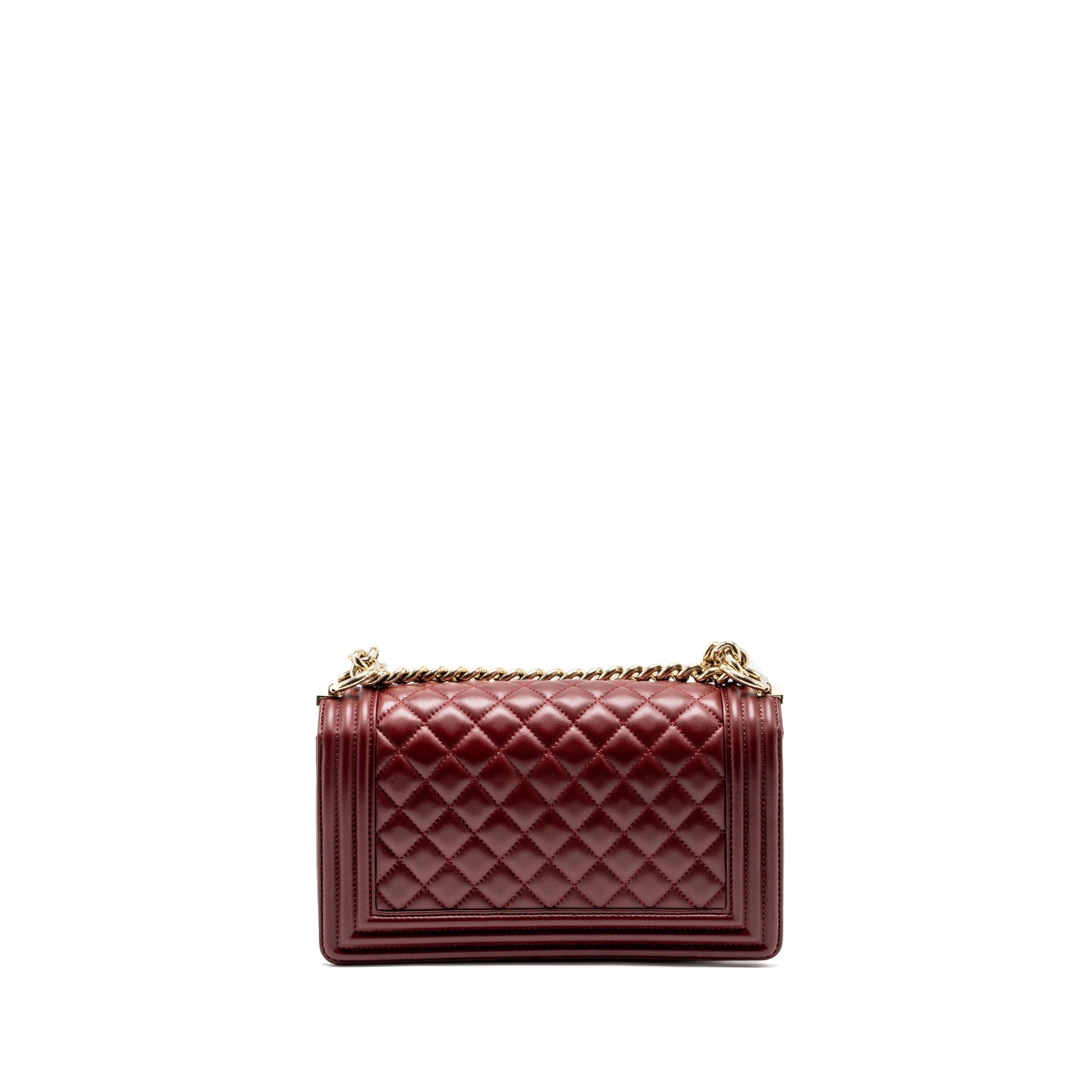 Chanel Boy Lambskin Dark LGHW Red Handbag
