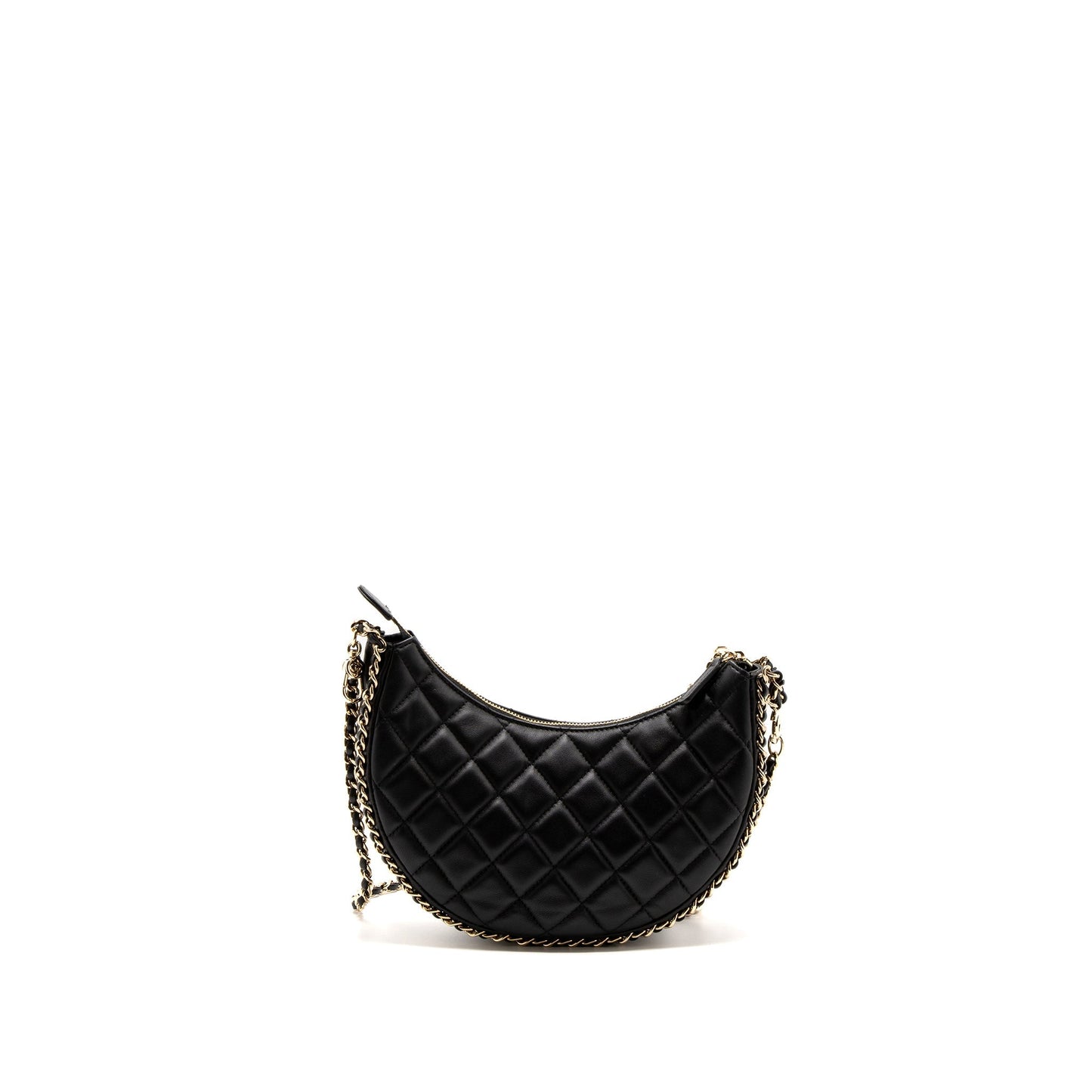 Chanel moon Hobo Lambskin LGHW Microchip Black Small Shoulder Bag Black Lghwmicrochip