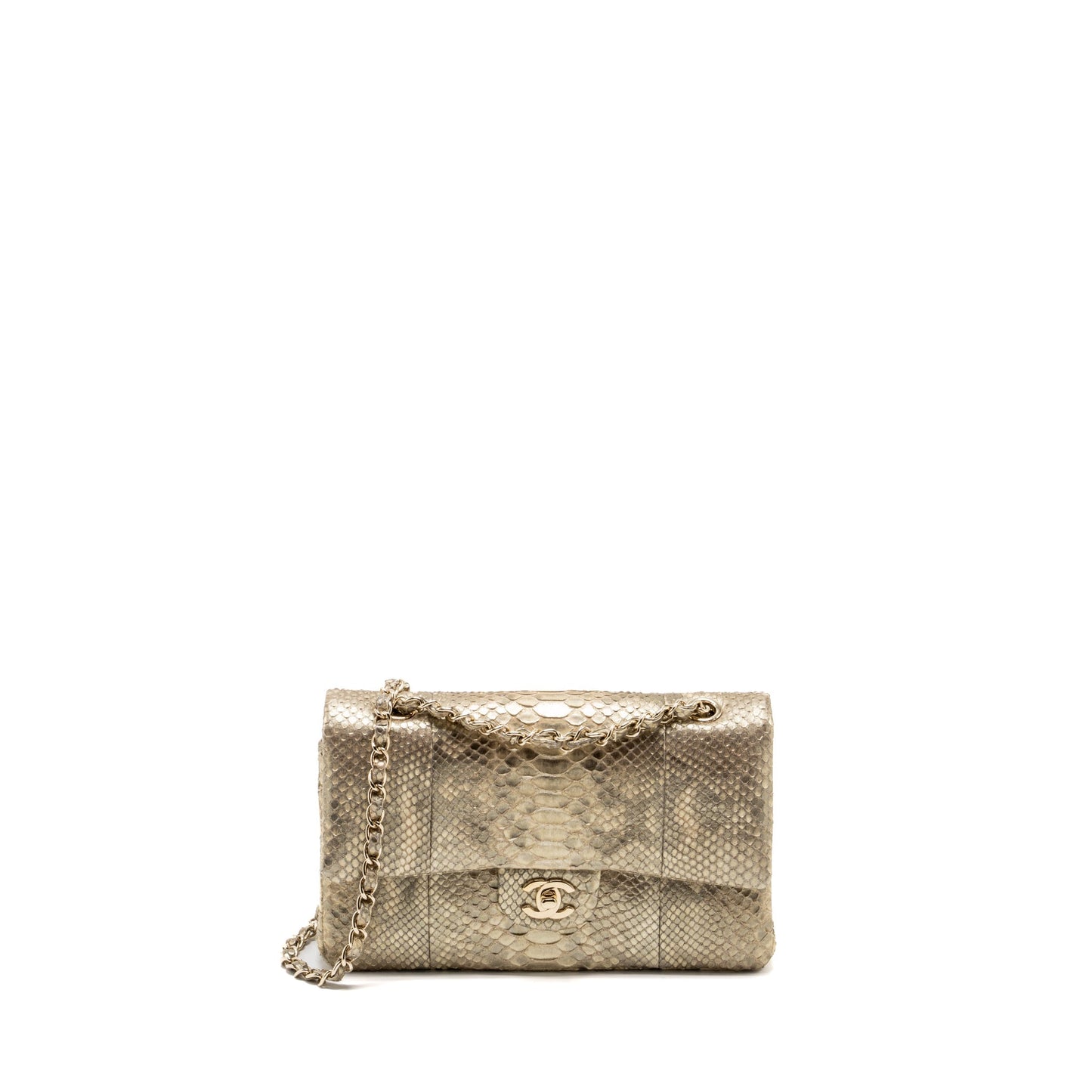 Chanel classic double flap python GHW Gold Shoulder Bag