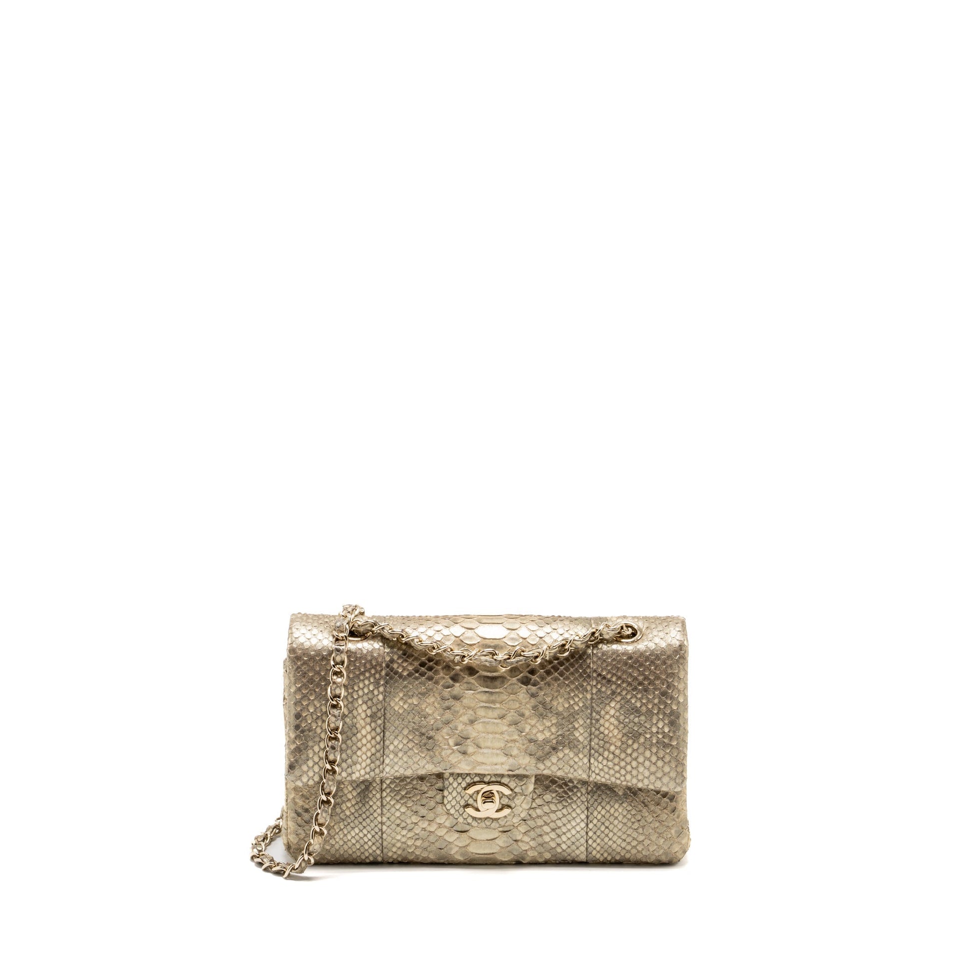 Chanel classic double flap python GHW Gold Shoulder Bag