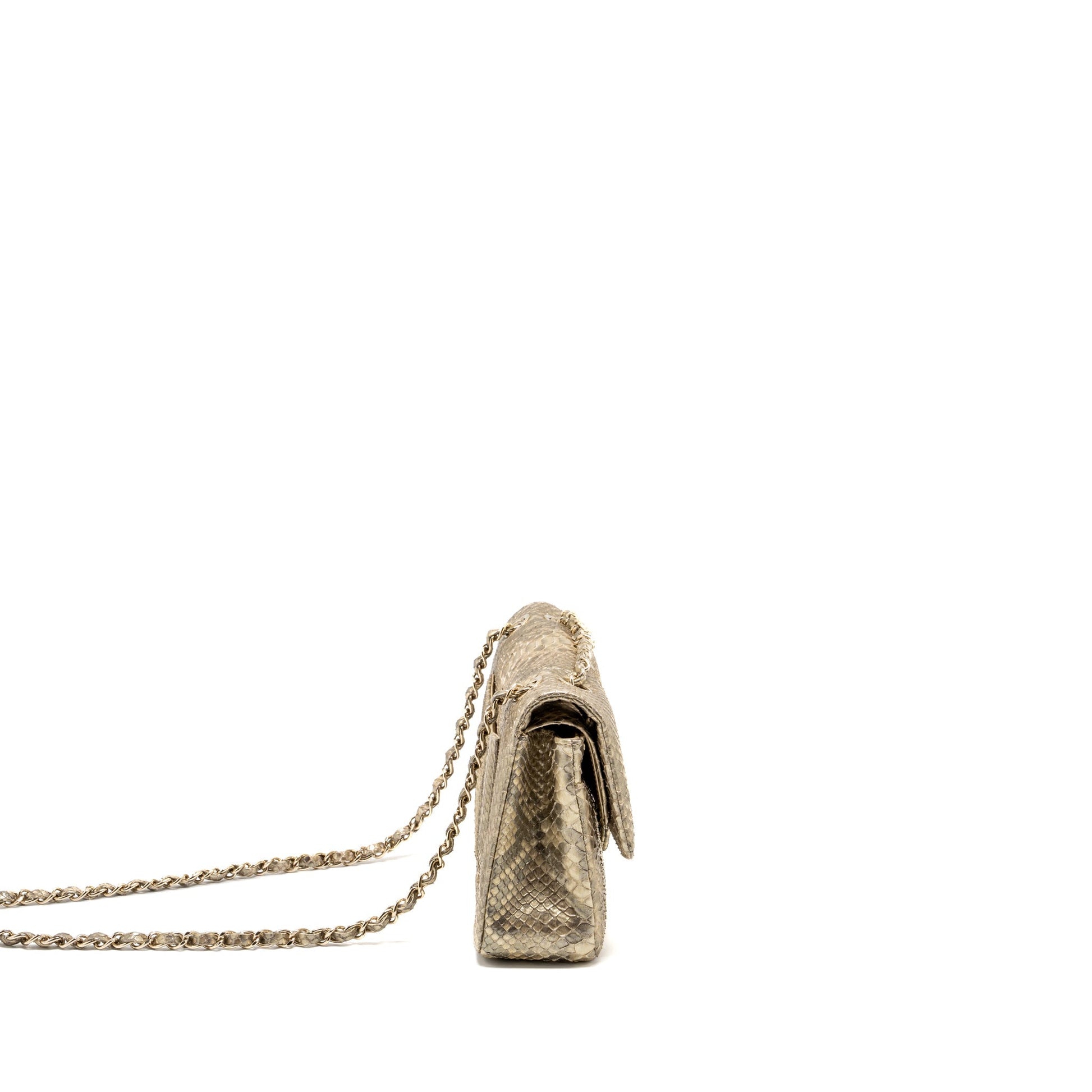 Chanel classic double flap python GHW Gold Shoulder Bag