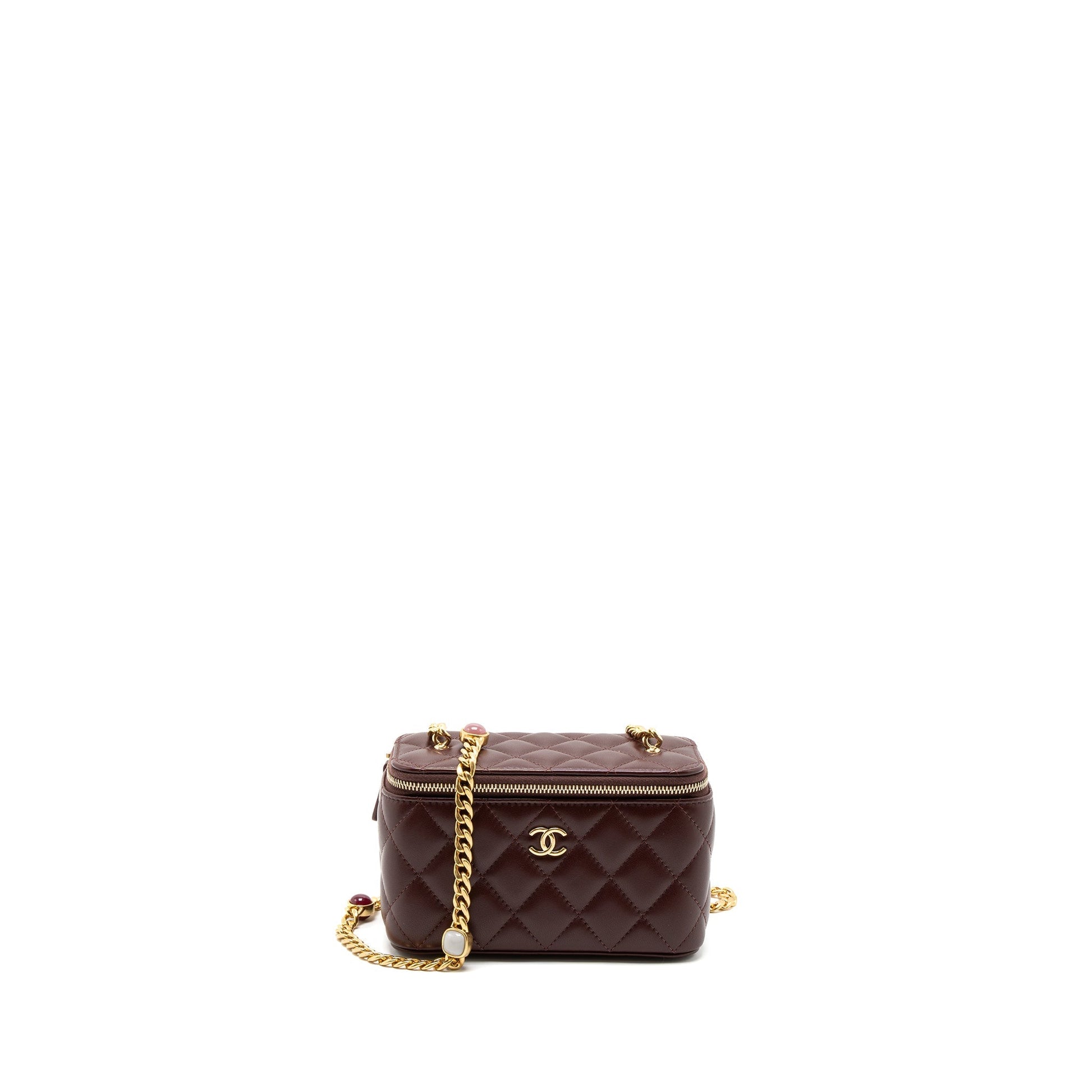 Chanel Long Vanity Gem Lambskin Burgundy GHW Handbag