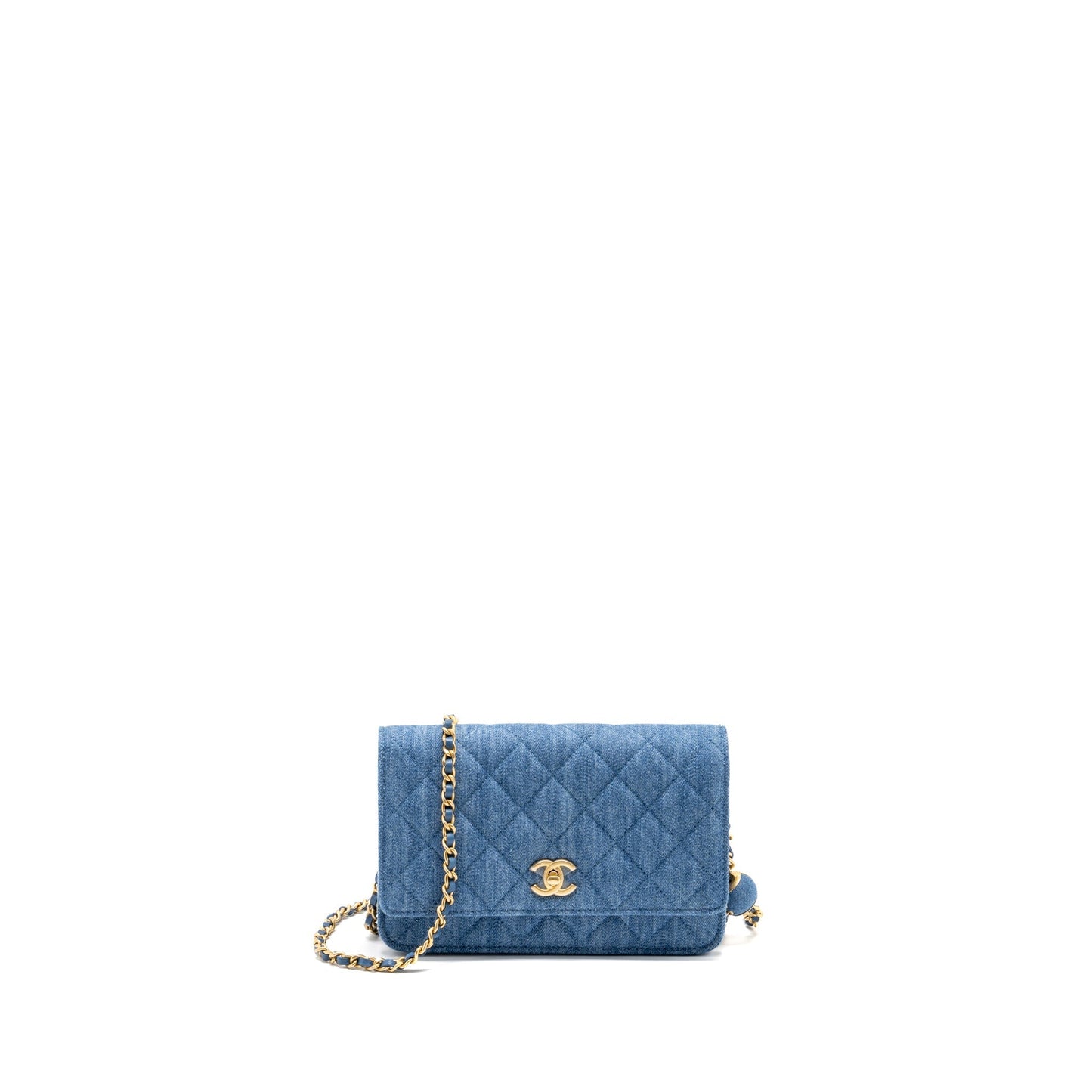 Chanel Pearl Crush on Denim GHW Microchip Blue Wallet Case Microchip 1