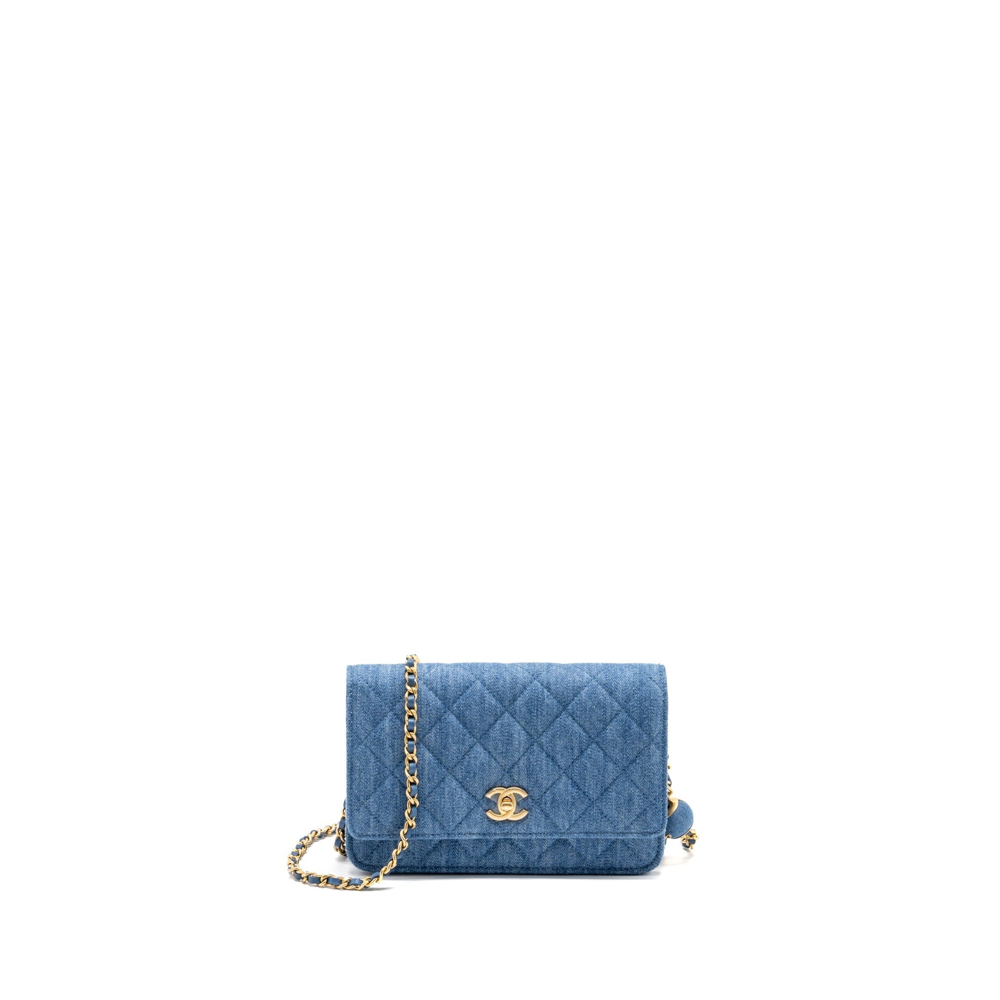 Chanel Pearl Crush on Denim GHW Microchip Blue Wallet Case Microchip 1