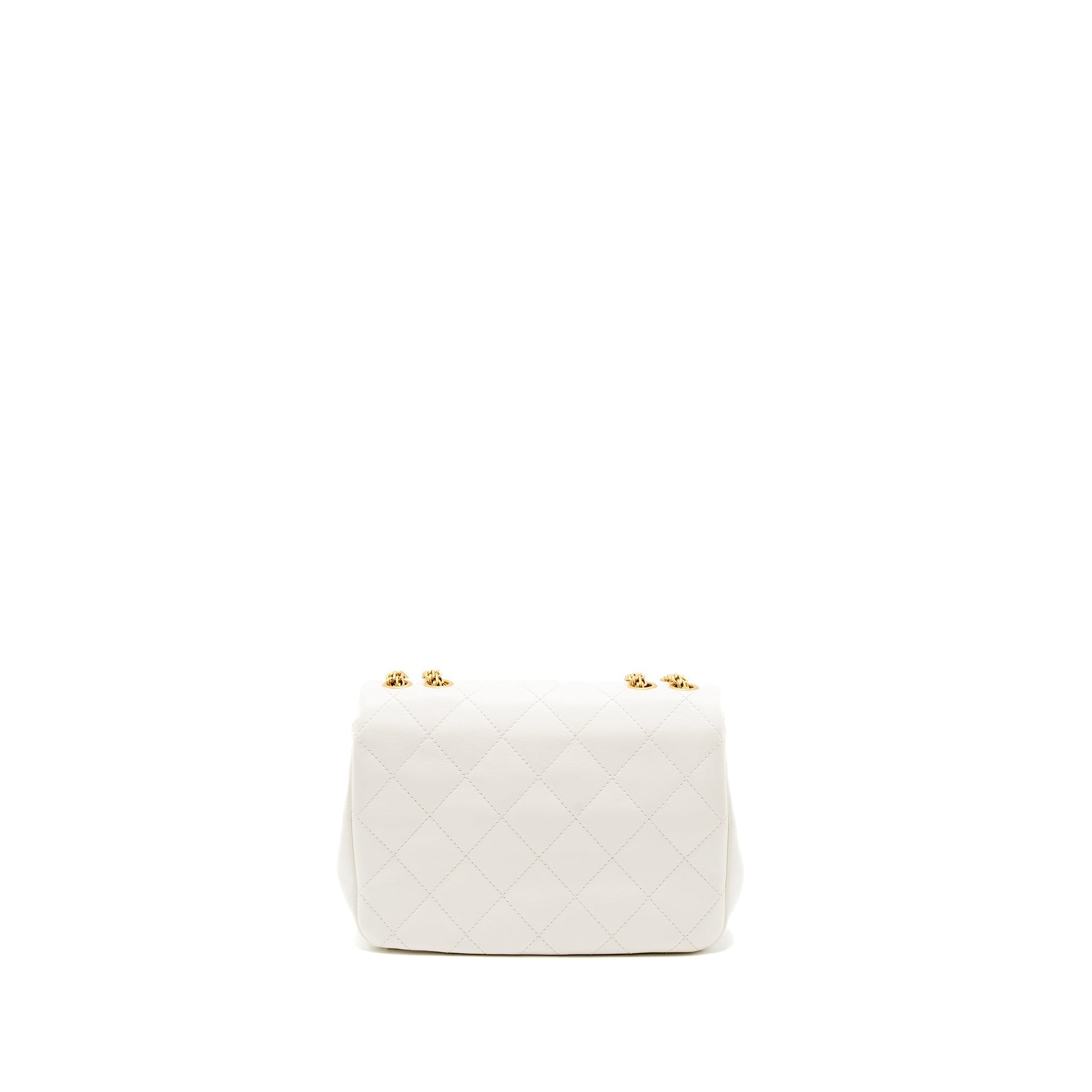 Chanel Flap Detailed CC Logo Calfskin Brushed White Shoulder Bag
