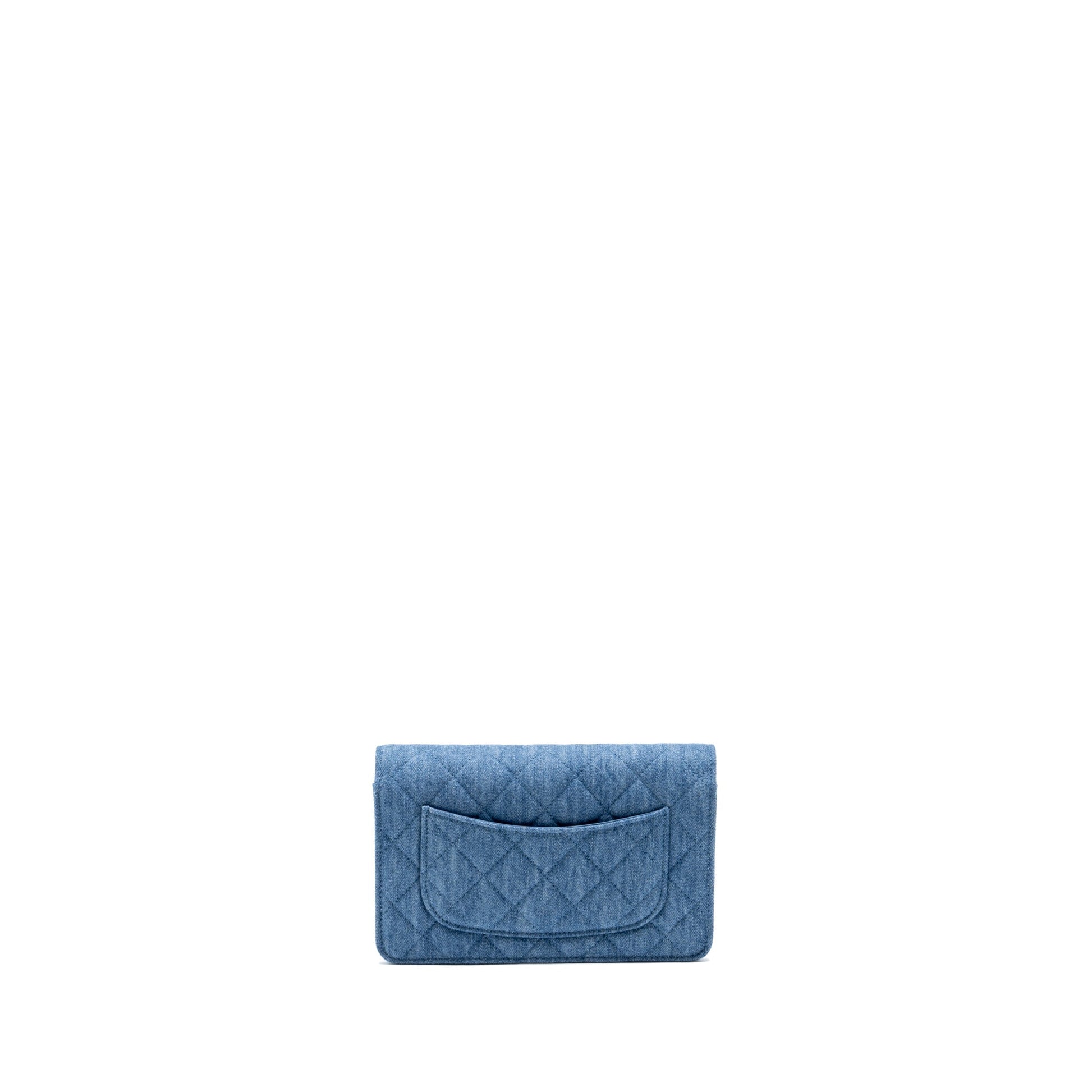 Chanel Pearl Crush on Denim GHW Microchip Blue Wallet Case Microchip 1