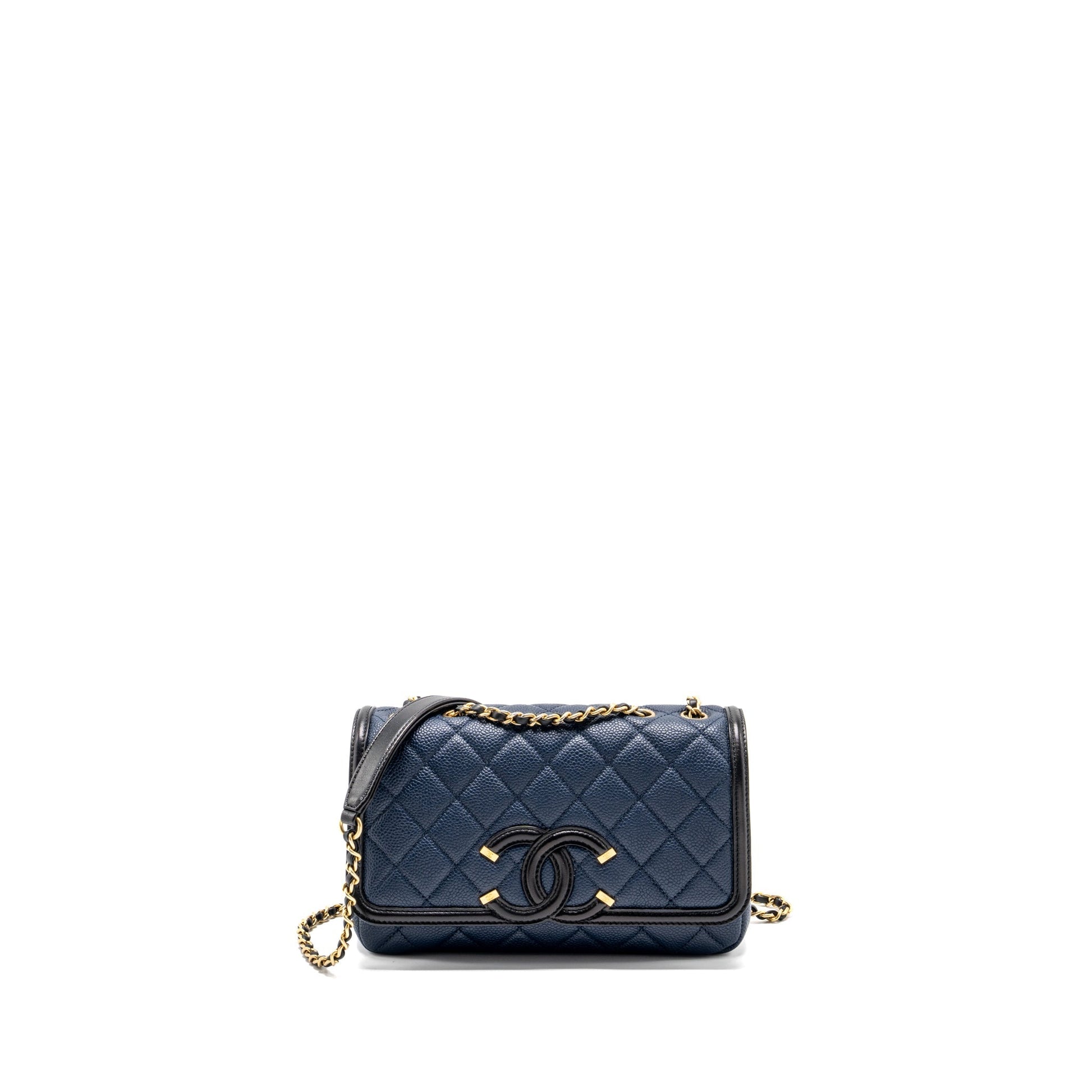 Chanel Filigree flap Caviar Navy GHW Black Shoulder Bag