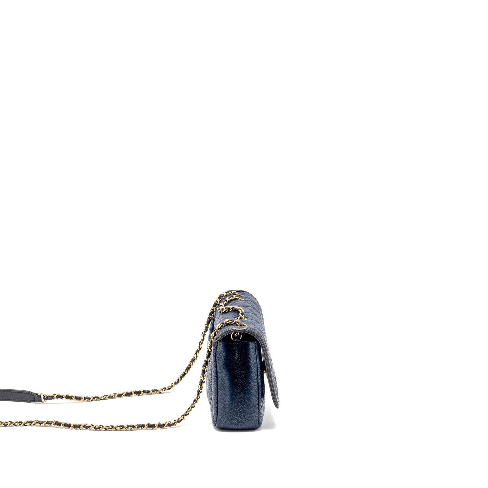 Chanel Filigree flap Caviar Navy GHW Black Shoulder Bag