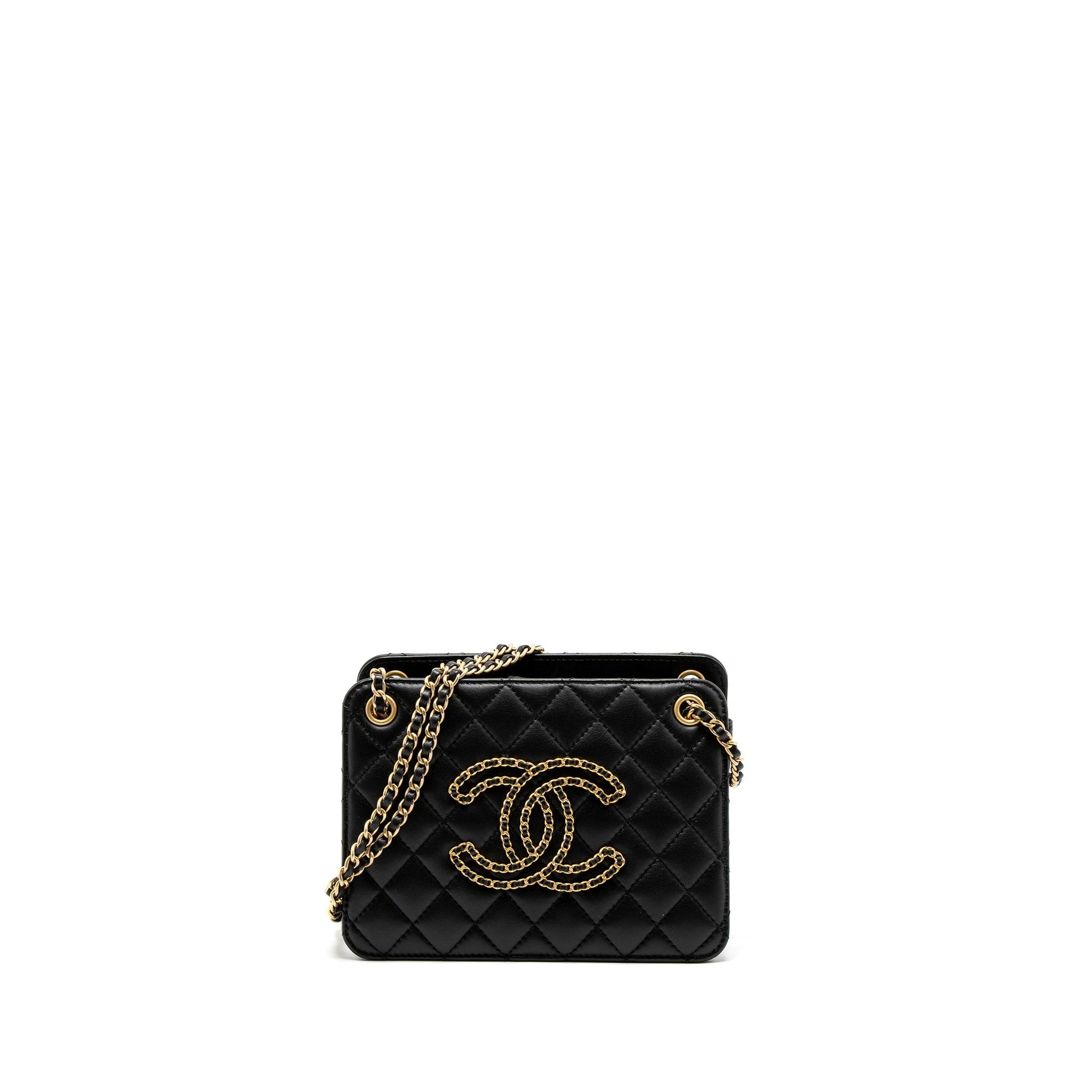 Chanel Giant CC Logo Lambskin GHW Black Tote Bag