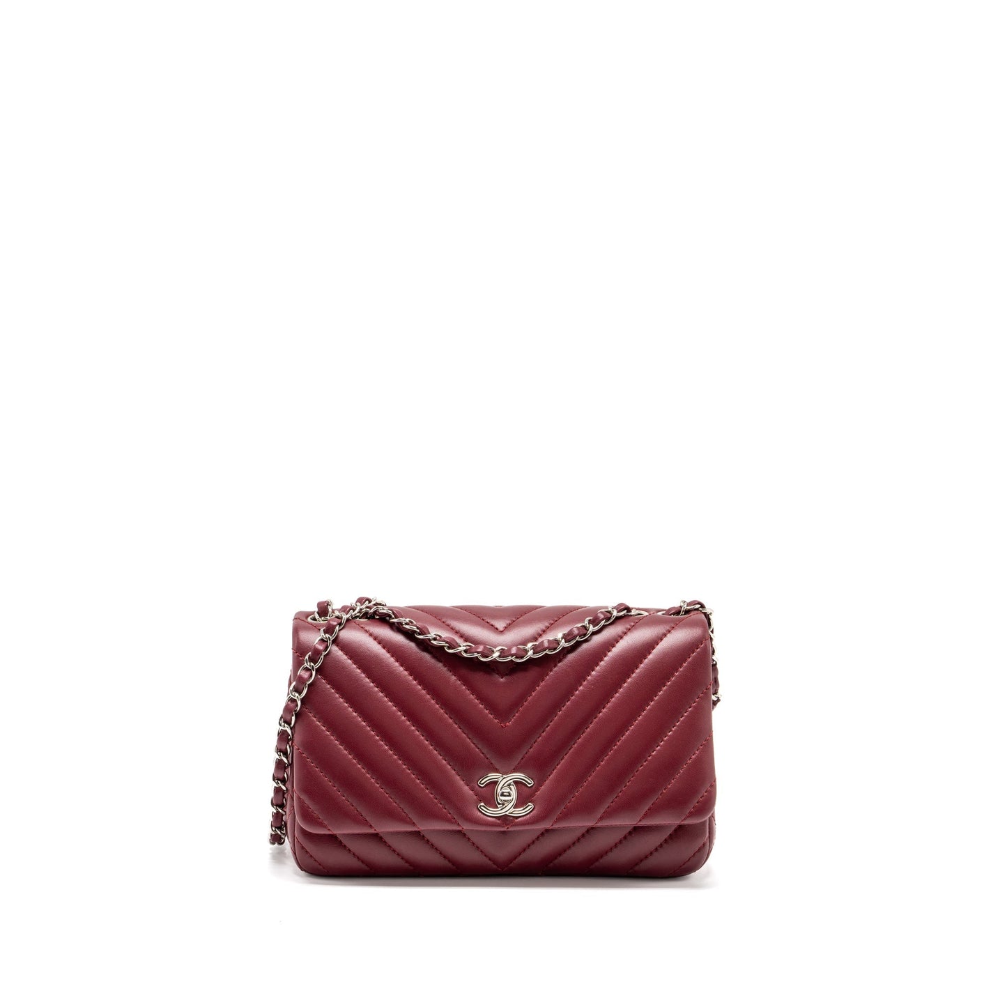 Chanel Chevron Flap Lambskin dark SHW Red Shoulder Bag