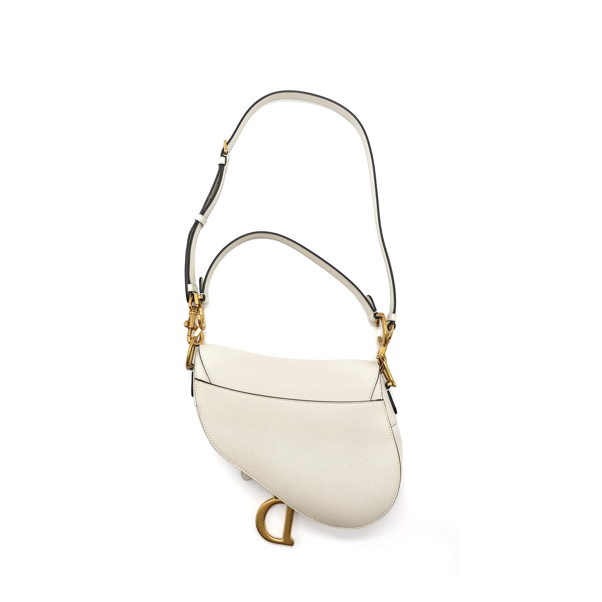 Dior Saddle Purse With Strap Grained Calfskin Handbag White Medium Travel Bag