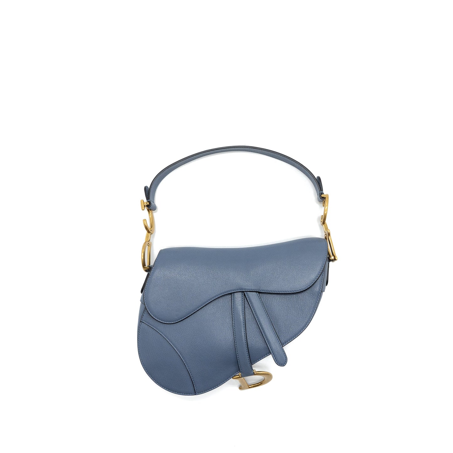 Dior Saddle Purse Goat Skin Light Handbag Blue Medium Travel Bag