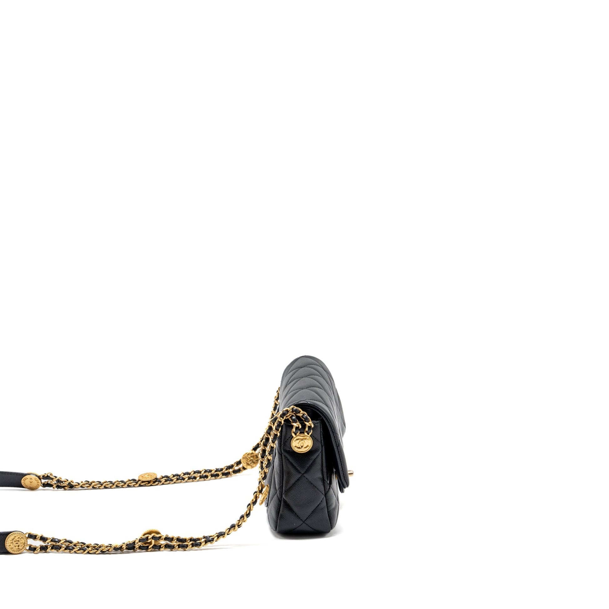 Chanel Twist your button quilted flap caviar Black Shoulder Bag