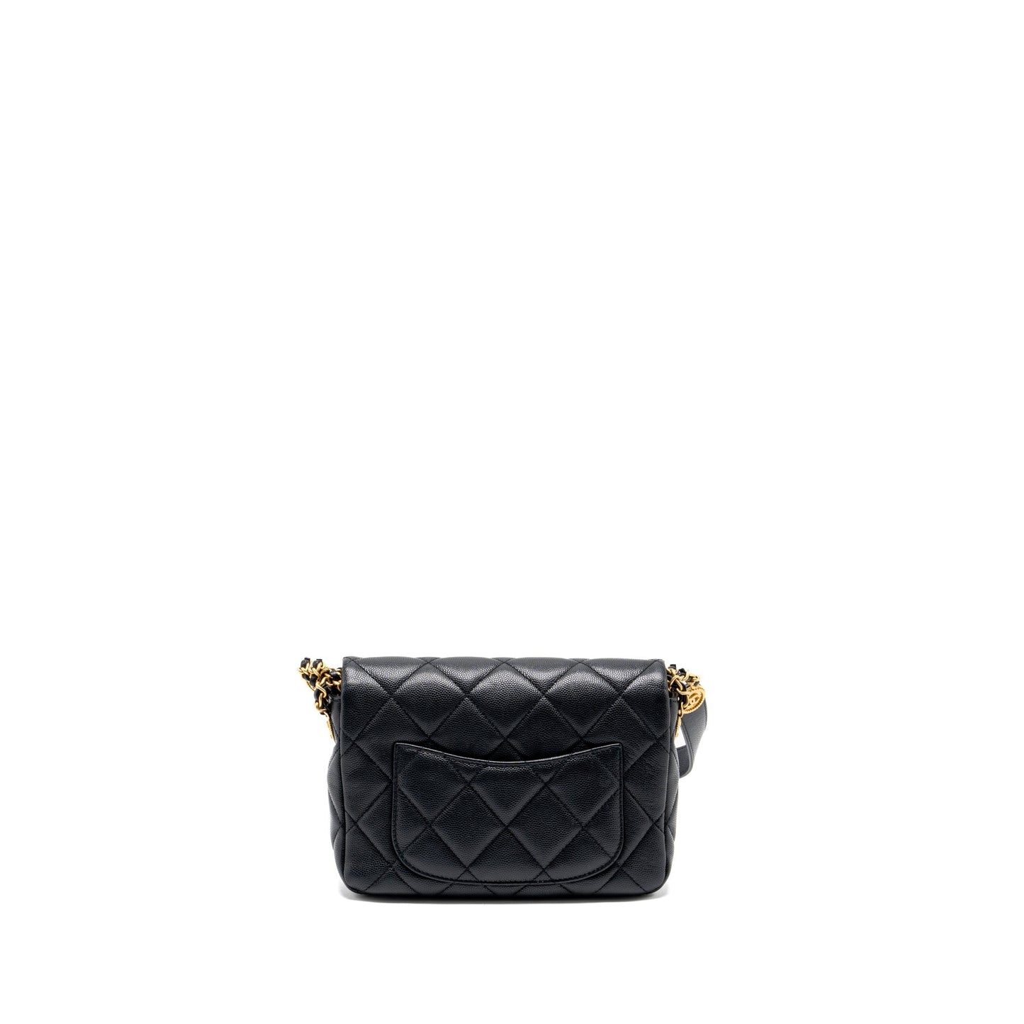 Chanel Twist your button quilted flap caviar Black Shoulder Bag