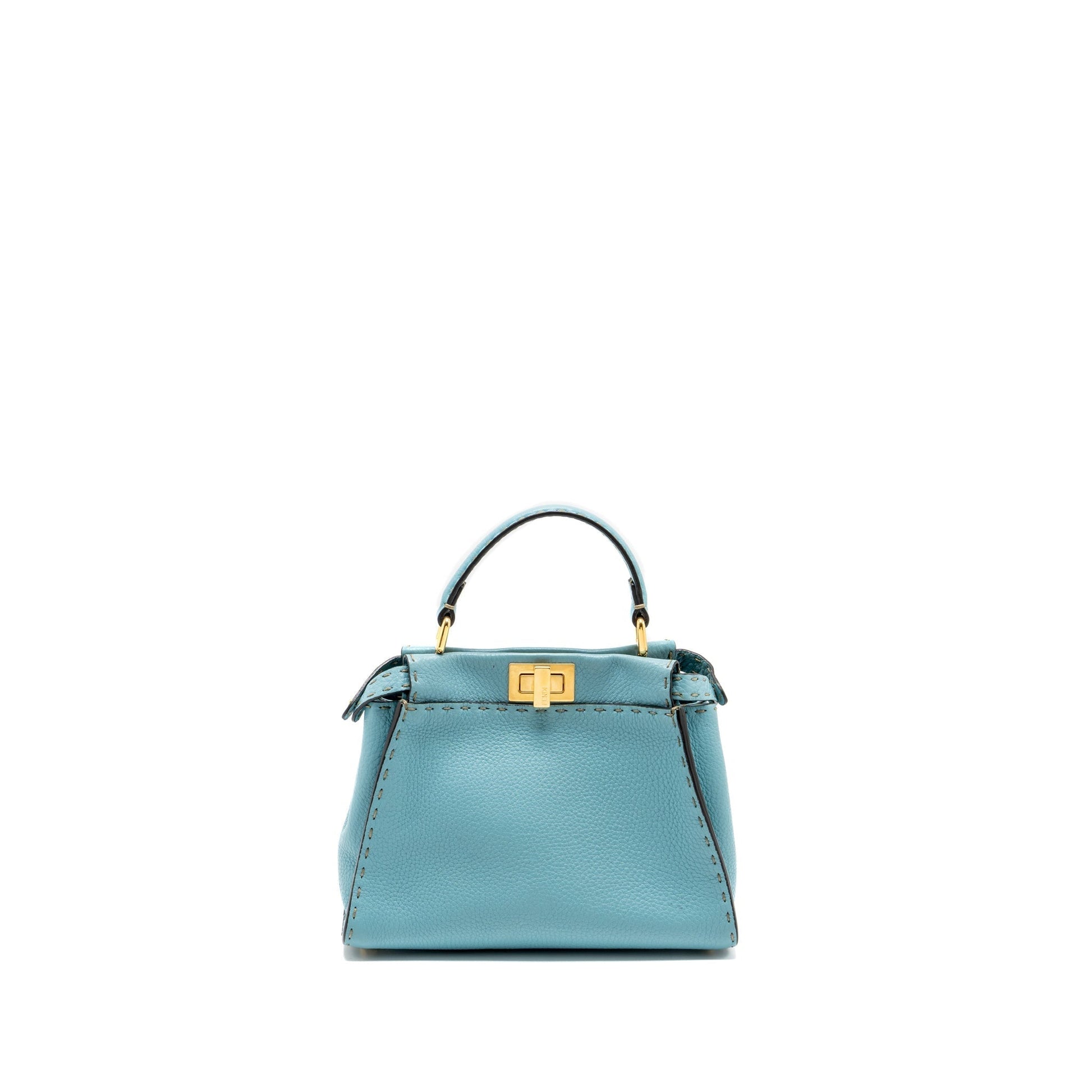 Fendi Peekaboo Purse Calfskin Blue Mini Travel Bag