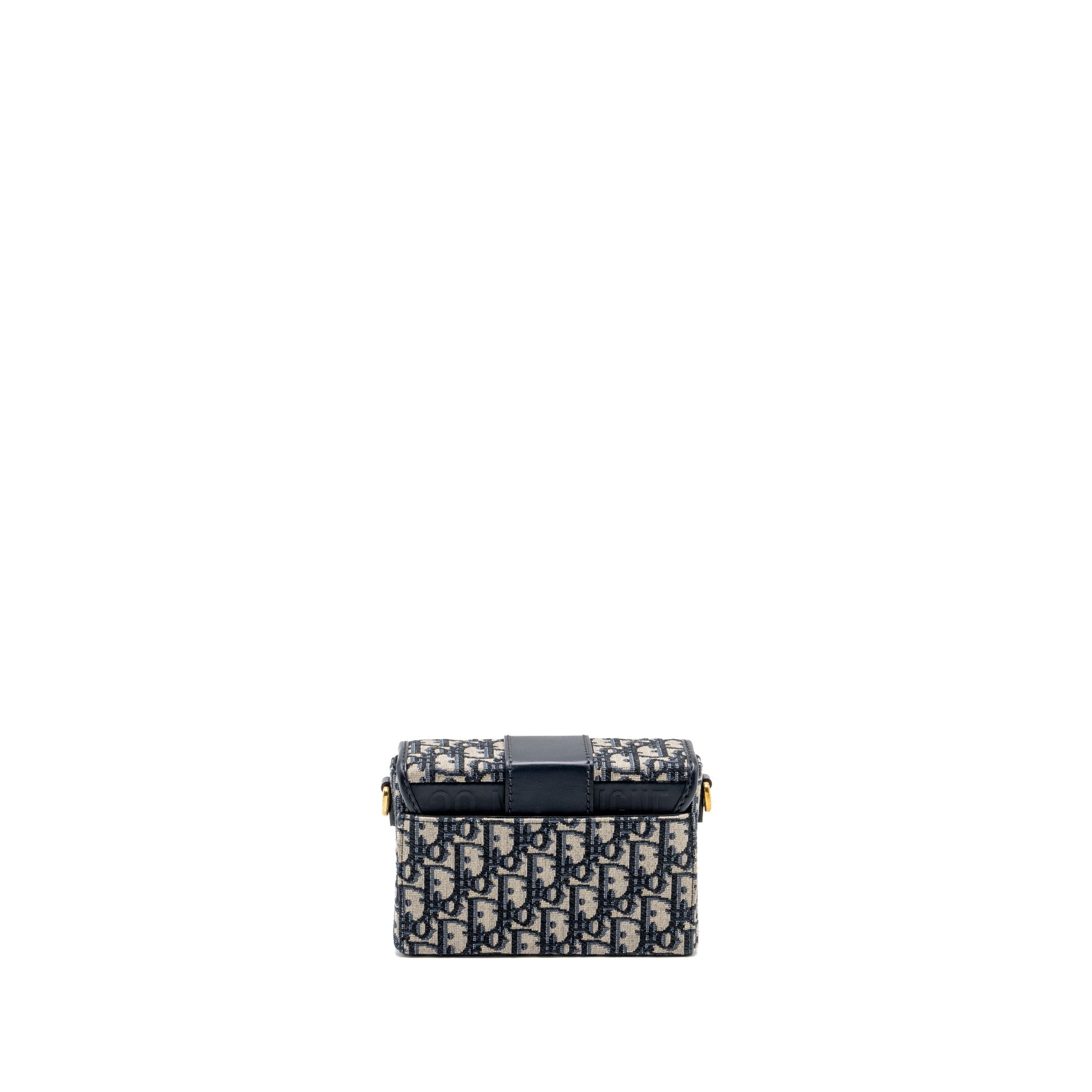 Dior Montaigne Box Purse Oblique Handbag Canvas Blue Travel Bag