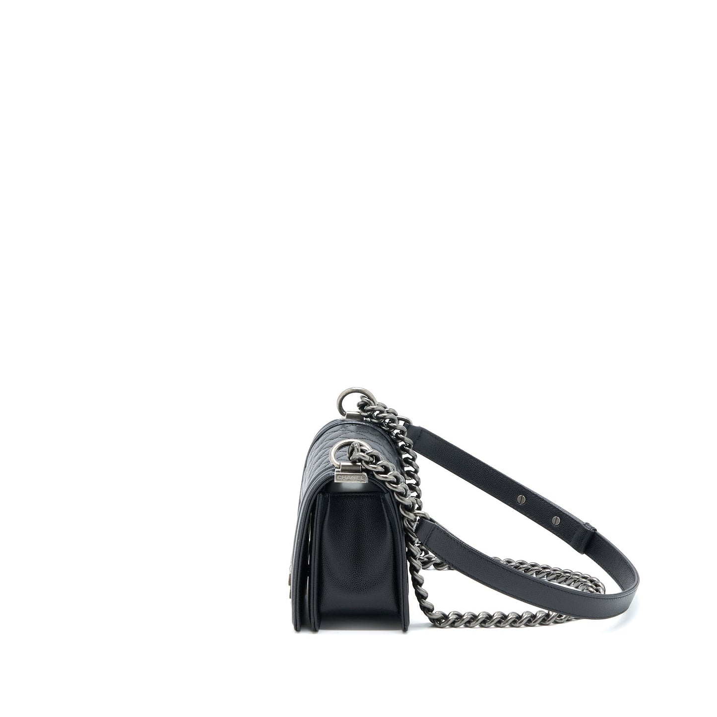 Chanel Boy Caviar Ruthenium Hardware Microchip Black Small Handbag Microchip 1