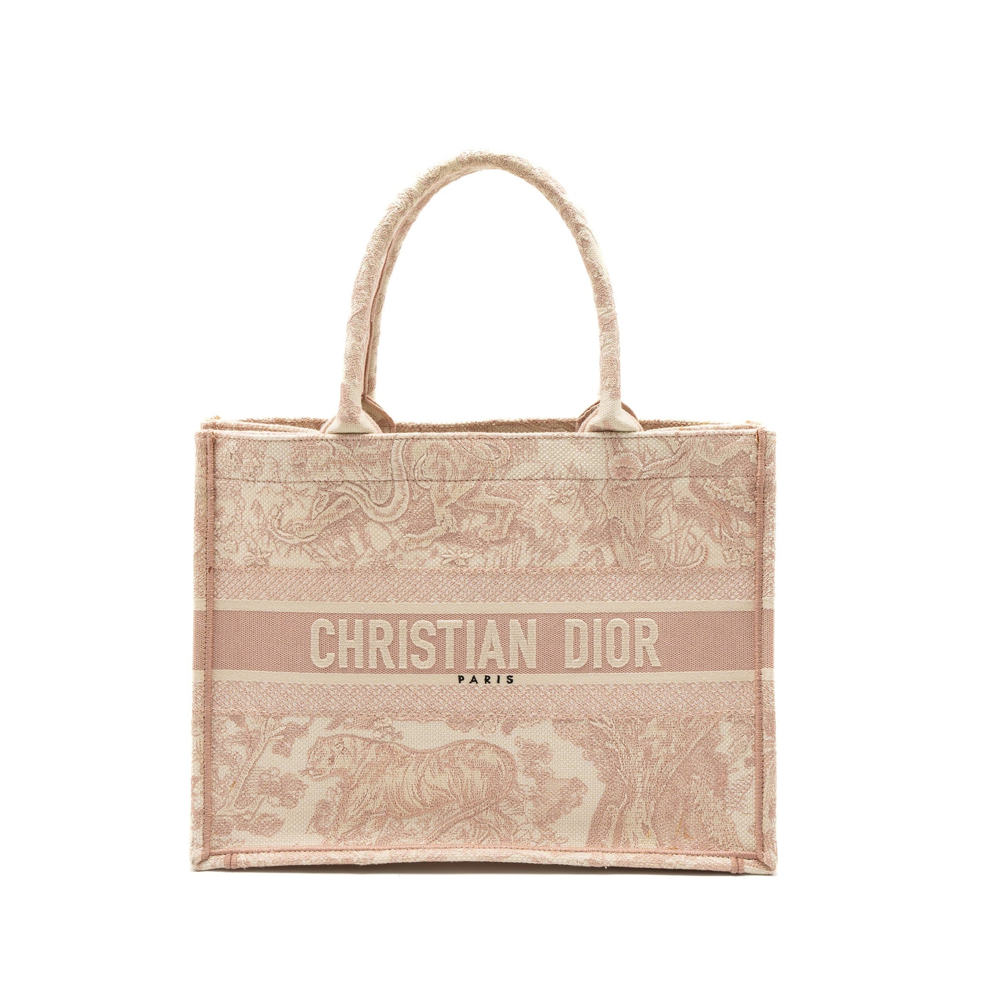 Dior Book Tote Purse Toile De Jouy Embroidery Pink Medium Tote Bag