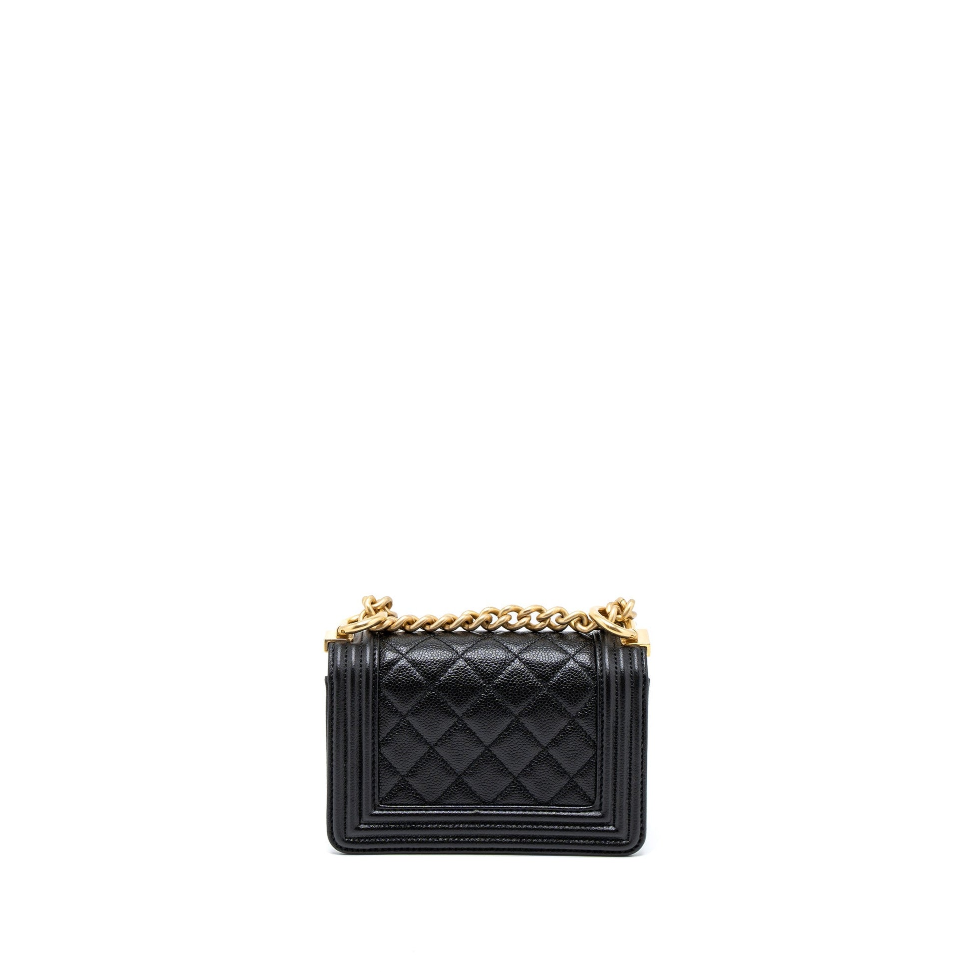 Chanel Super Boy Caviar Brushed GHW Microchip Black Mini Bag