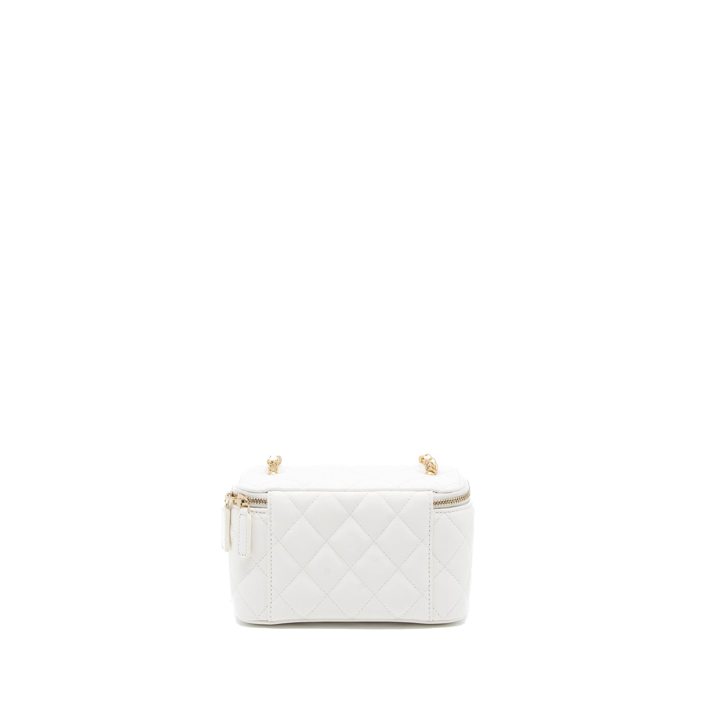 Chanel Pearl Crush Long Vanity Lambskin Brushed White Handbag Ghw Microchip
