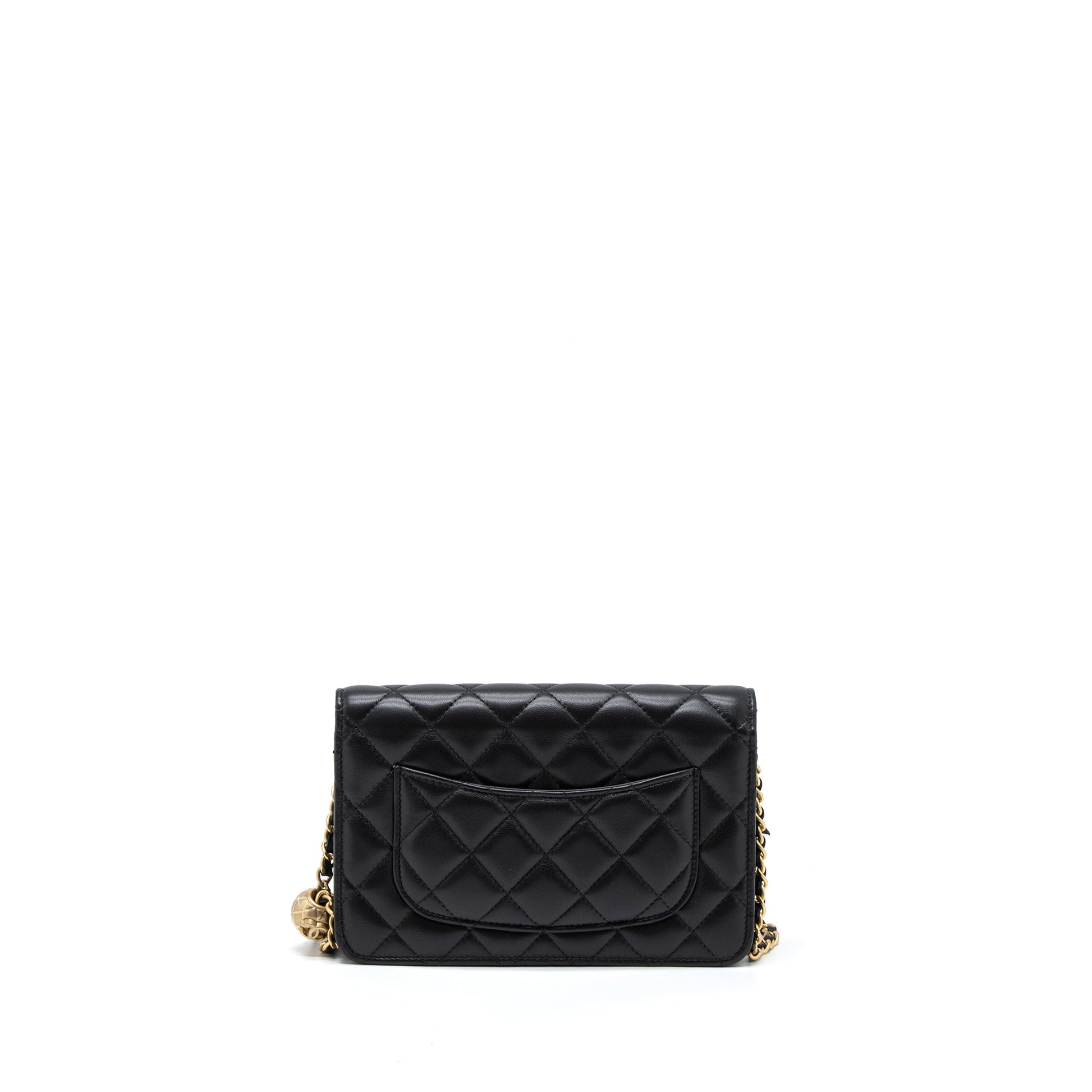 Chanel Pearl Crush On Lambskin Brushed GHW Black Wallet Case Microchip 6