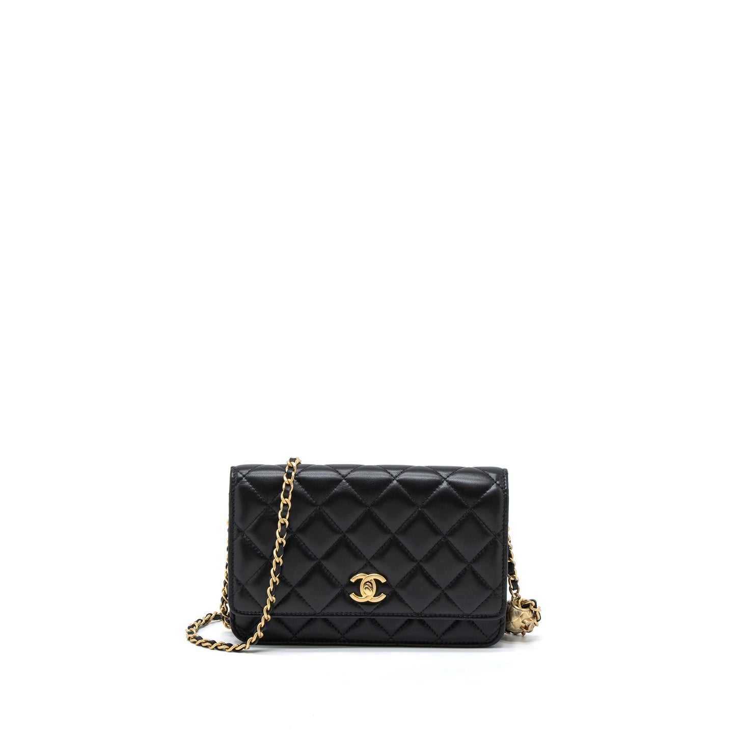 Chanel Pearl Crush On Lambskin Brushed GHW Black Wallet Case Microchip 6