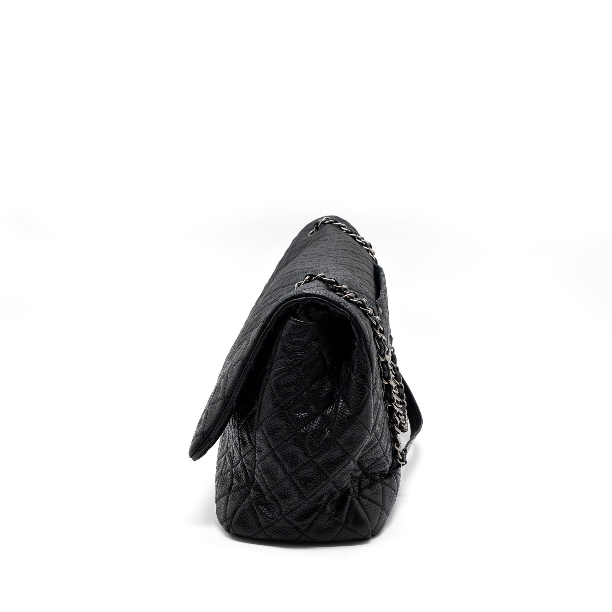 Chanel XXL classic flap calfskin ruthenium hardware Black Travel Bag