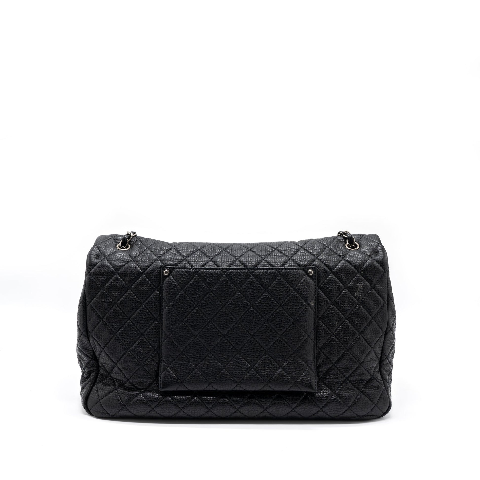 Chanel XXL classic flap calfskin ruthenium hardware Black Travel Bag