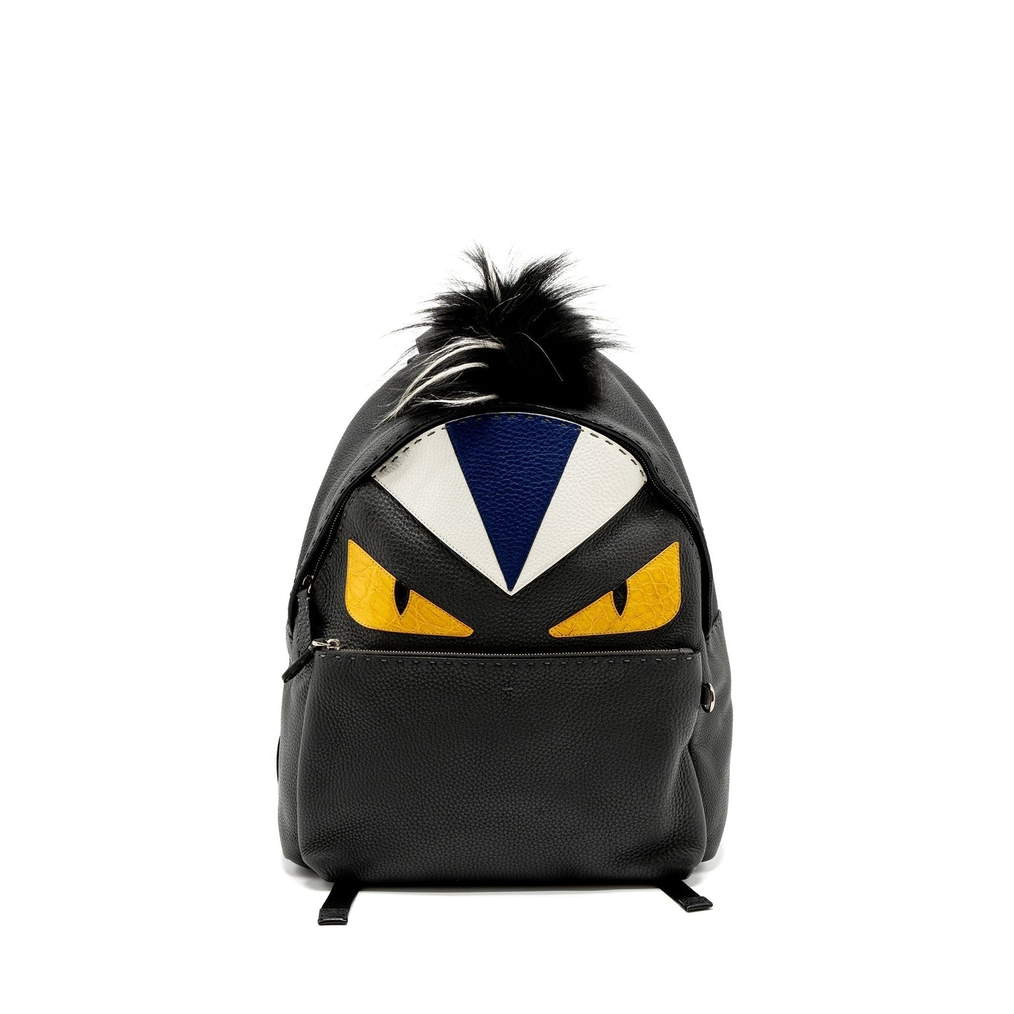 Fendi Backpack Calfskin Fur Crocodile Multicolour Black Large