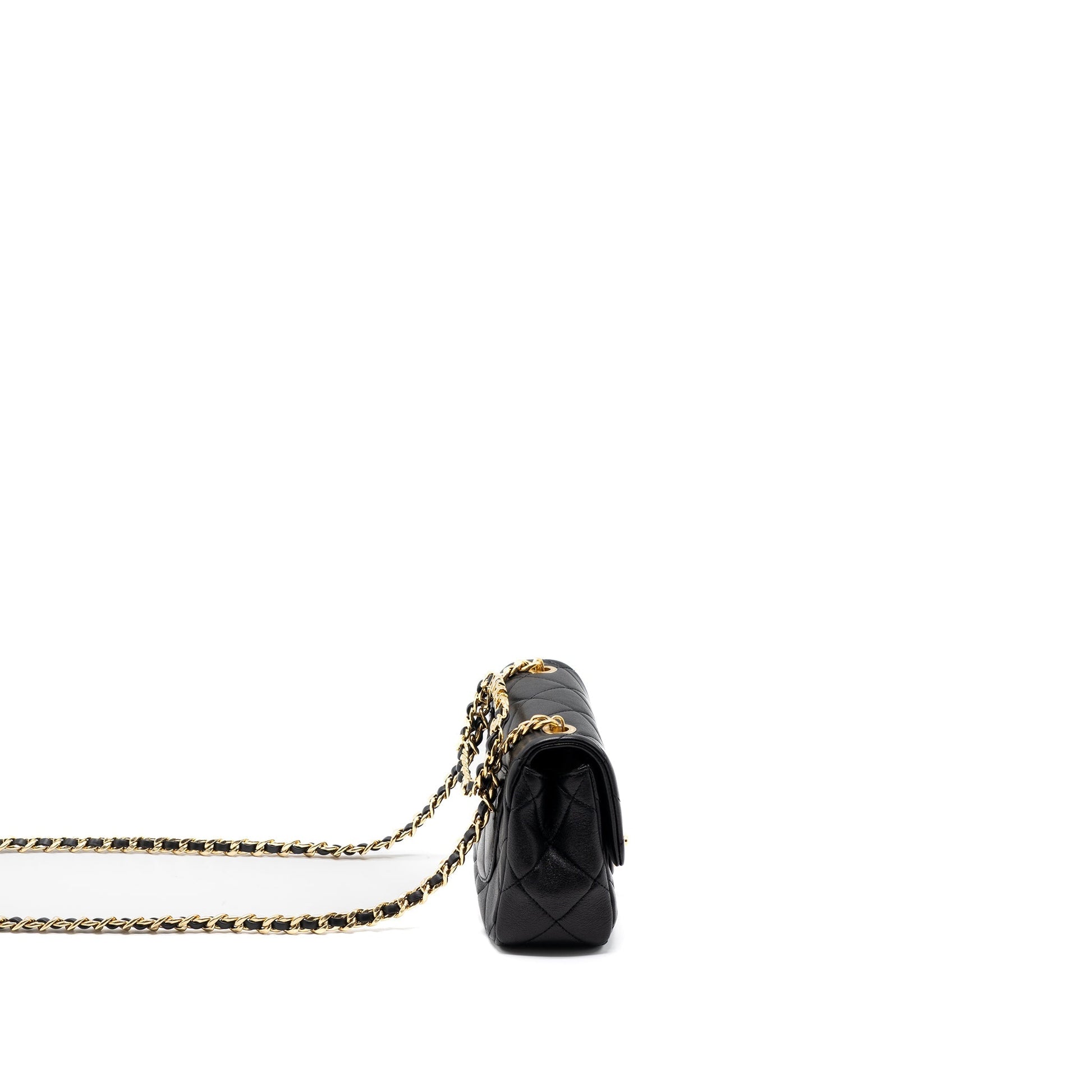Chanel Round Handle Square Lambskin Brushed GHW Crossbody Bag
