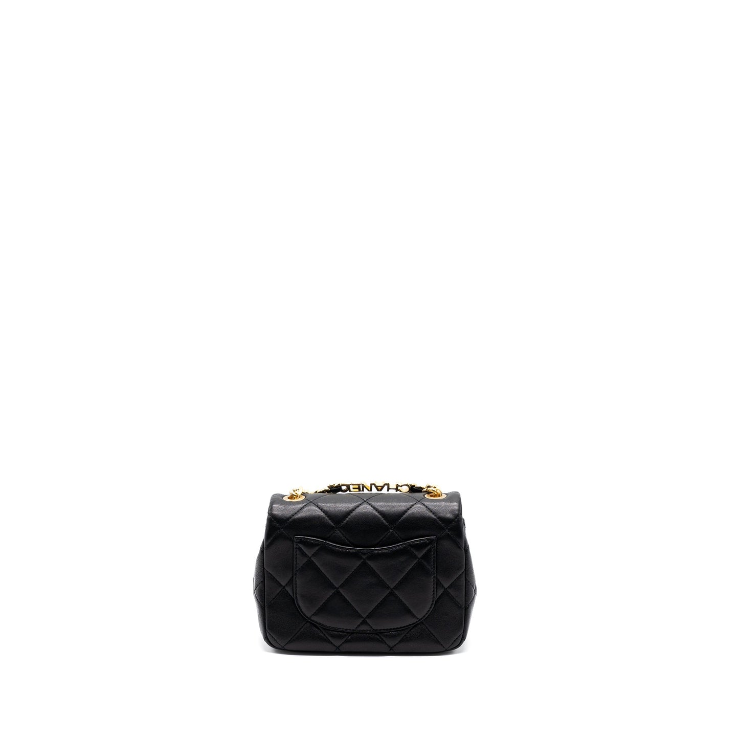 Chanel Round Handle Square Lambskin Brushed GHW Crossbody Bag