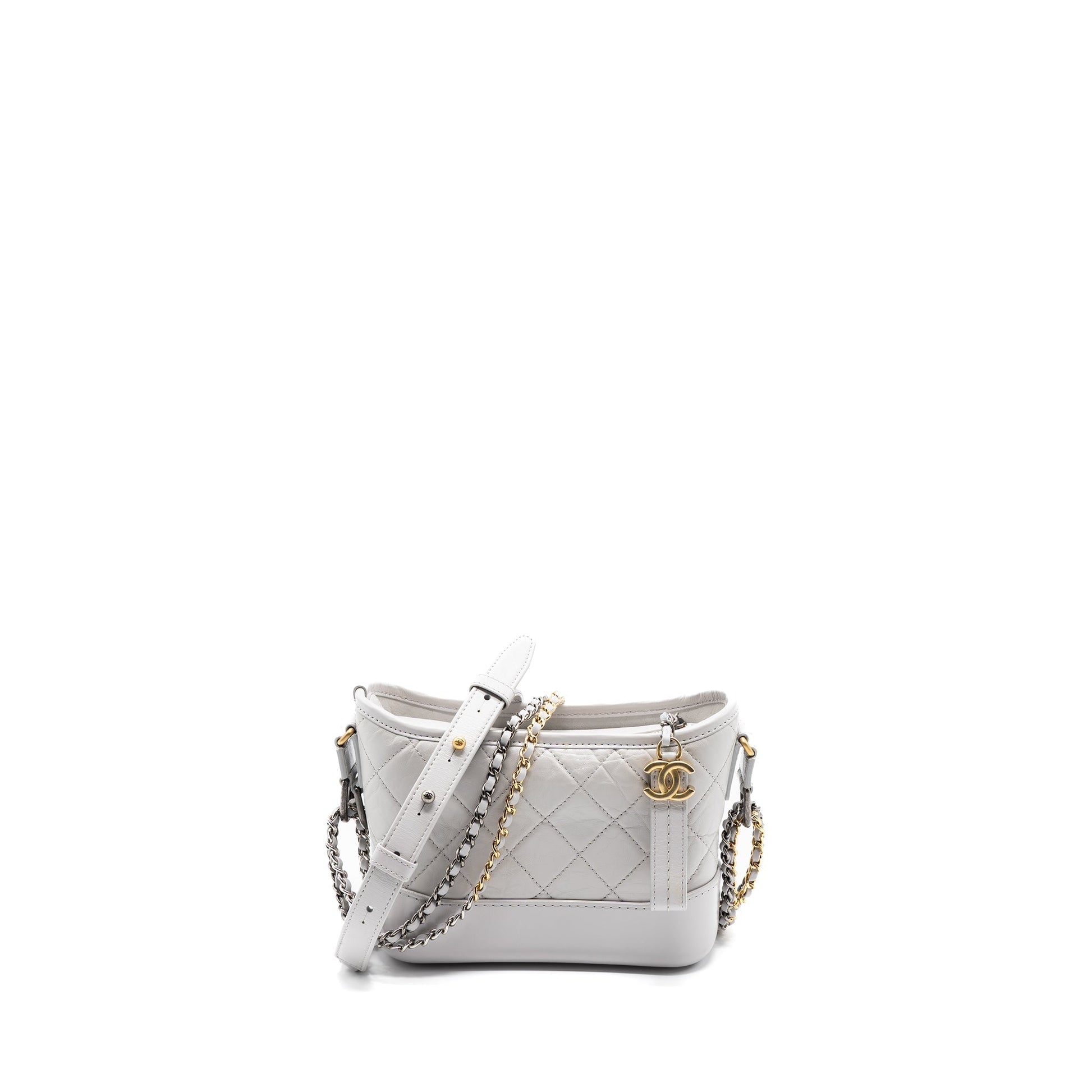 Chanel Gabrielle Hobo Aged Calfskin Light GHW Grey Small Shoulder Bag