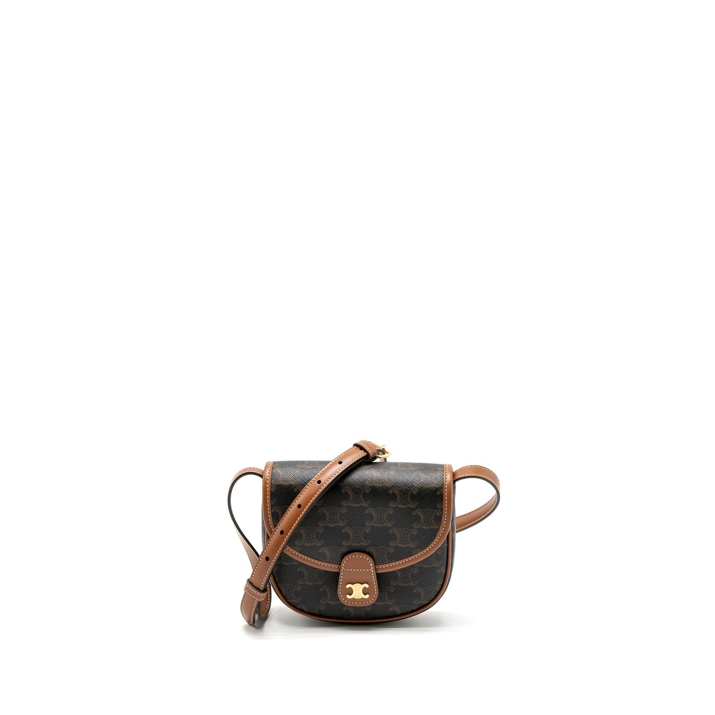 Celine Besace In Triomphe Calfskin Handbag Canvas Tan Travel Bag