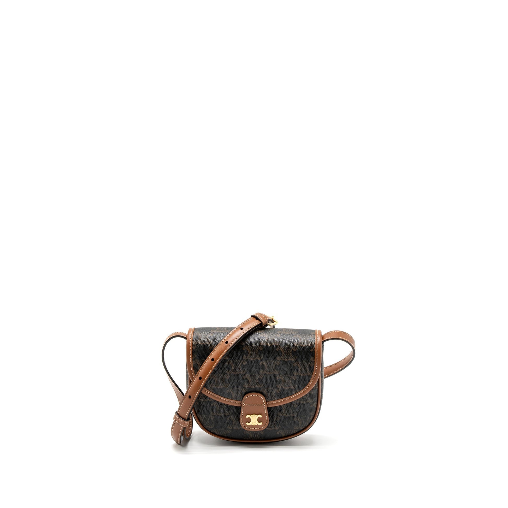 Celine Besace In Triomphe Calfskin Handbag Canvas Tan Travel Bag