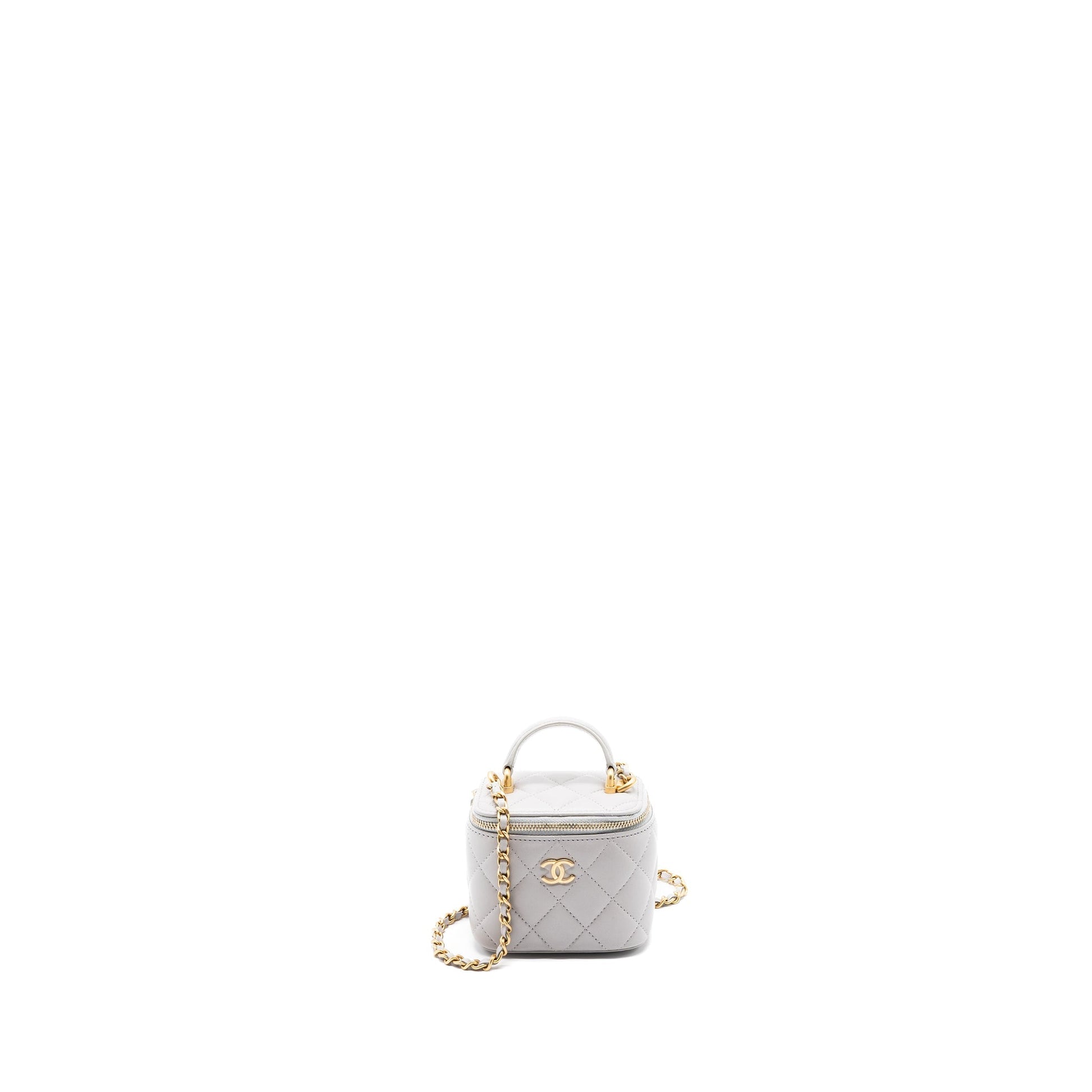 Chanel Top Handle Vanity Light GHW Grey Mini Bag