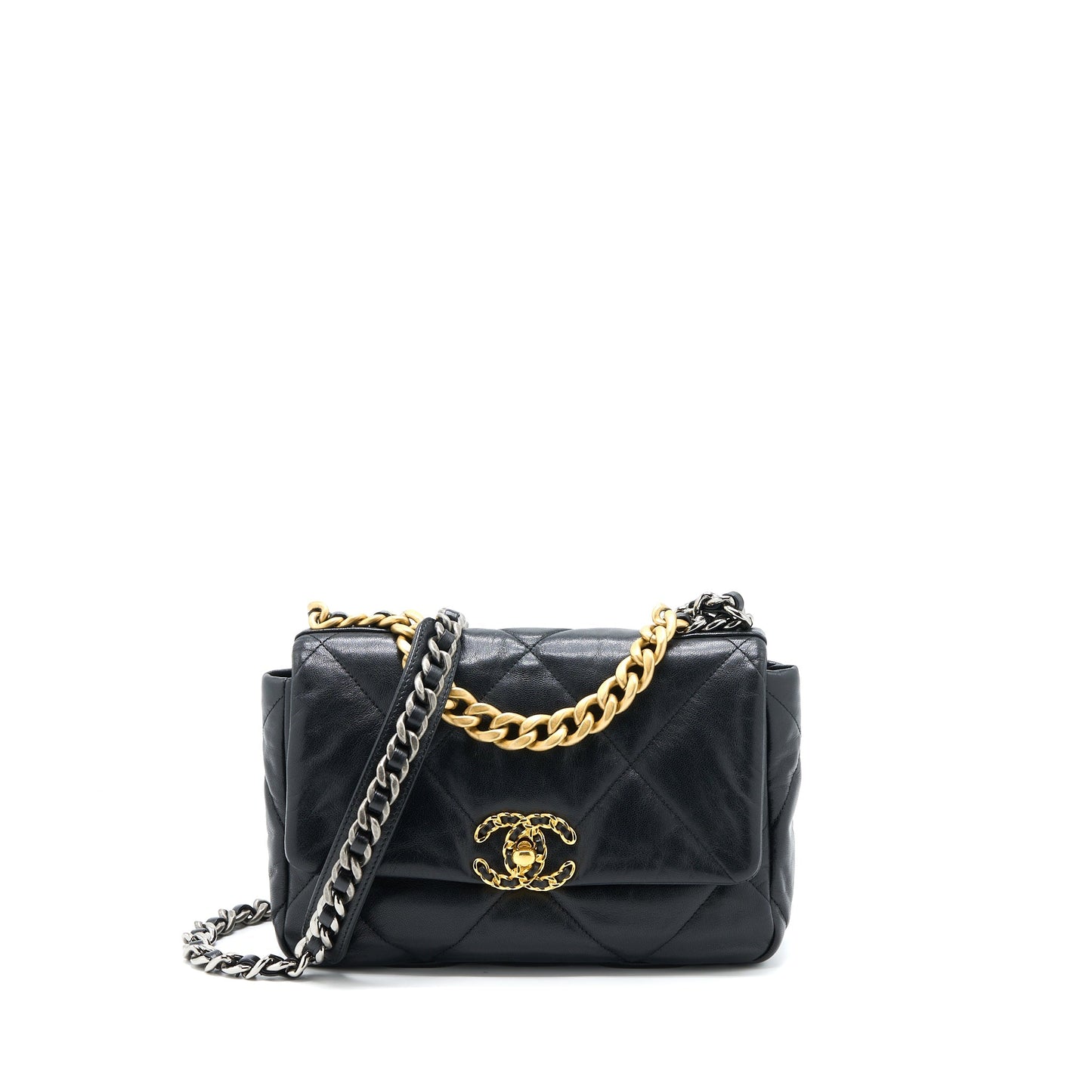 Chanel 19 Goatskin GHW Black Small Handbag Black Ghw