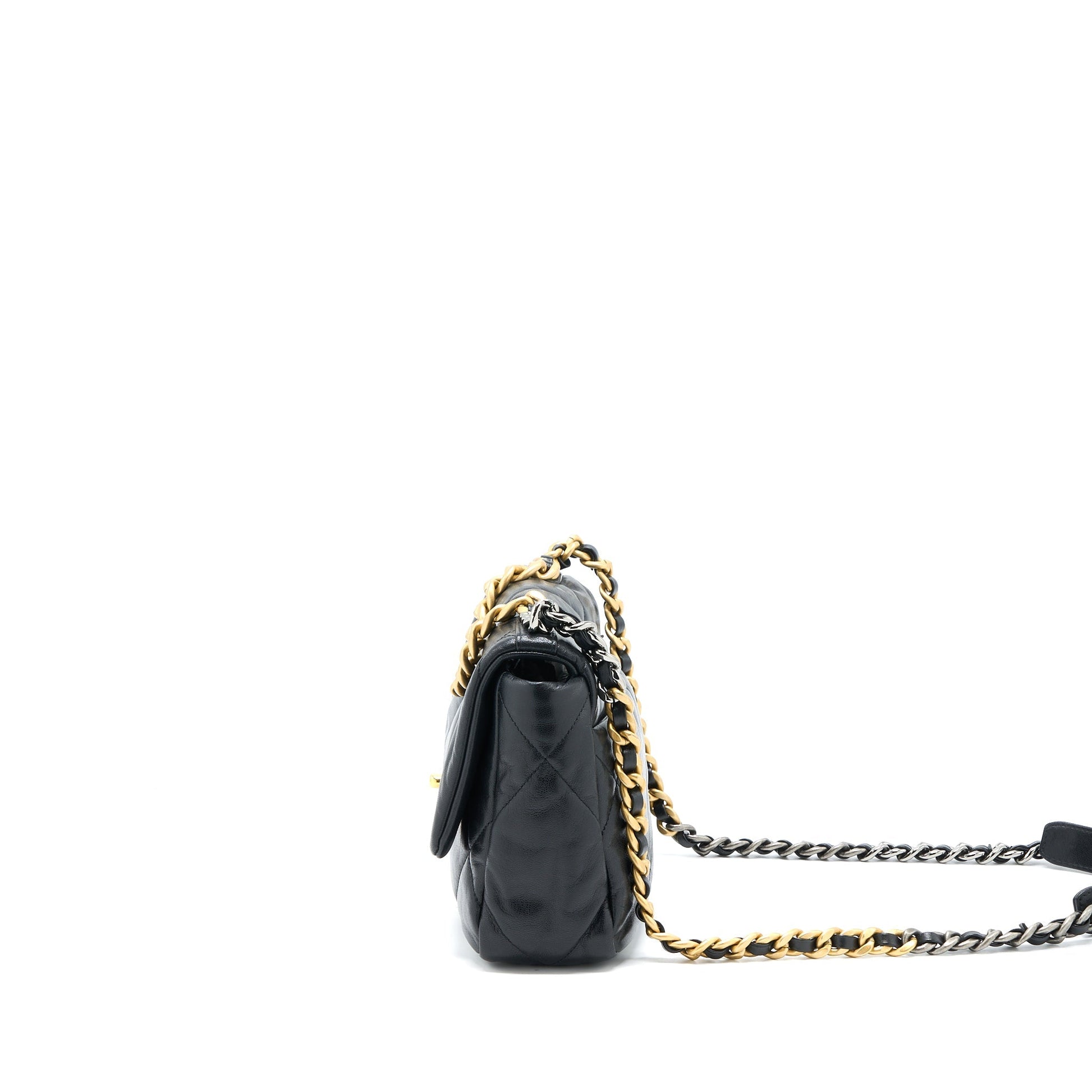 Chanel 19 Goatskin GHW Black Small Handbag Black Ghw