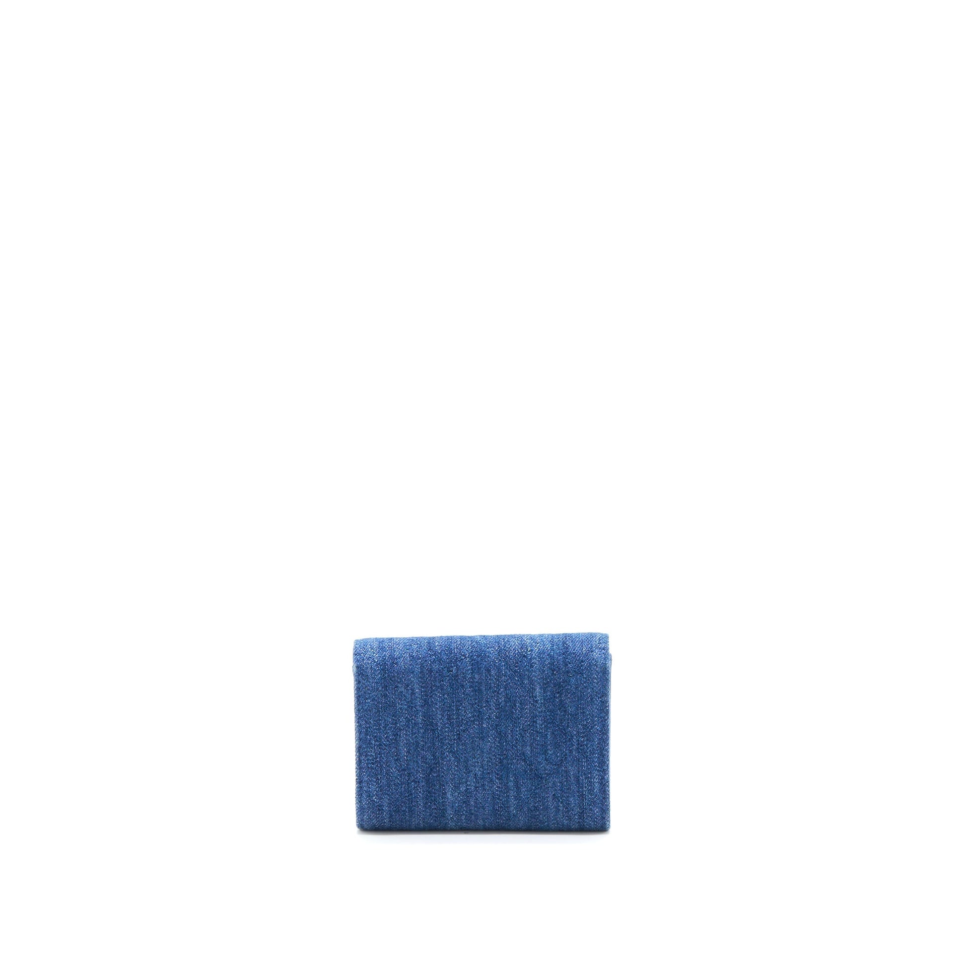 Chanel Flap Card Holder Camellia Denim SHW Blue Wallet Case
