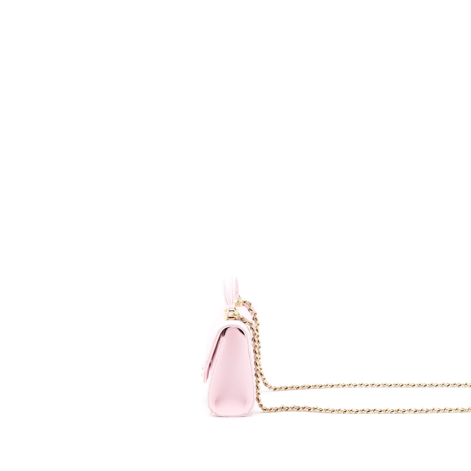 Chanel Top Handle Flap Lambskin Light LGHW Pink Shoulder Bag