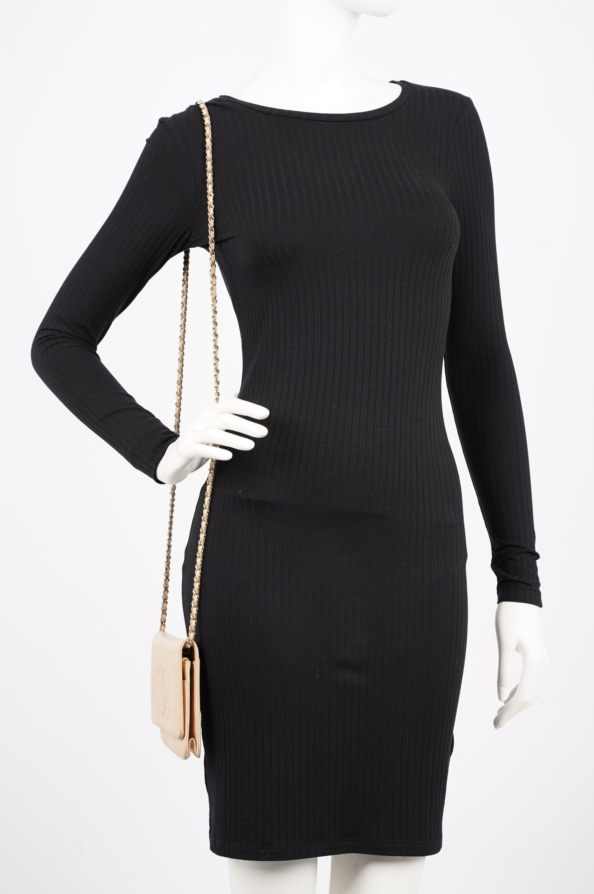 Chanel Womens Timeless Wallet On Chain Beige Caviar