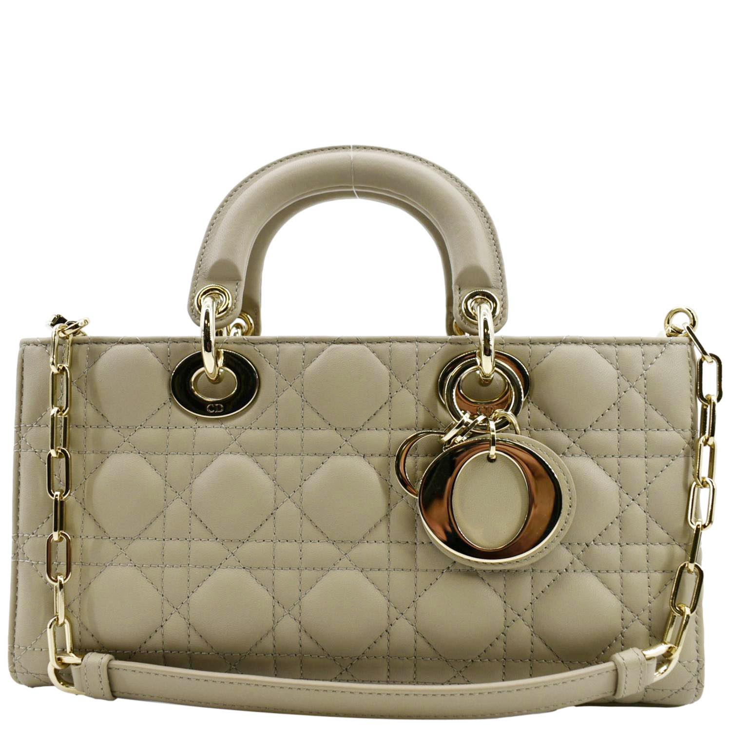Dior Lady Joy Cannage Shoulder Bag Sand Lambskin Medium Chain