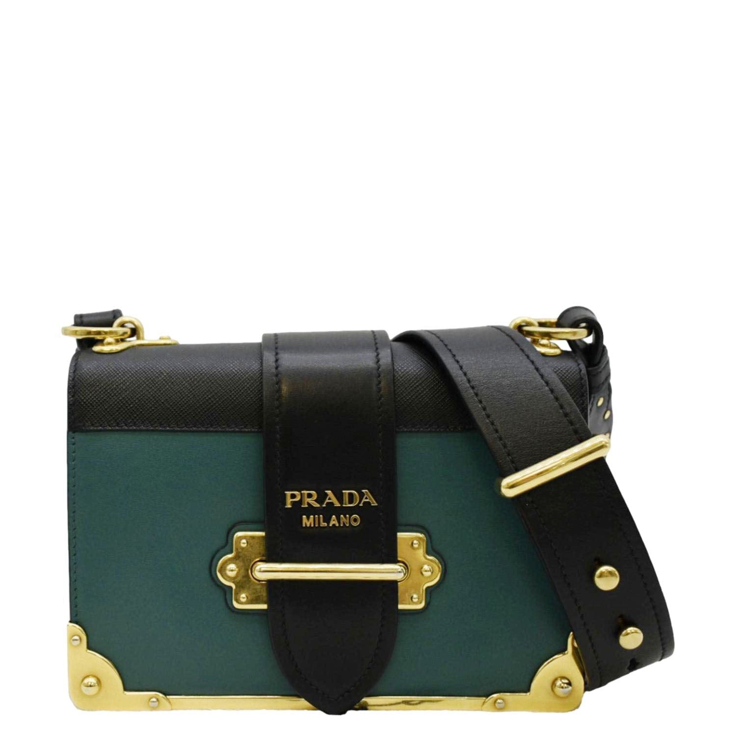 Cahier Swarovski Crystals Shoulder Bag Leather Green