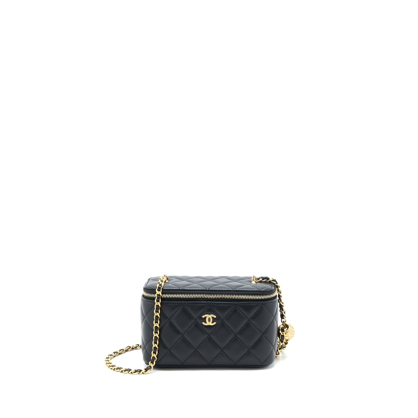 Chanel Pearl Crush Long Vanity Lambskin GHW Black Handbag 4