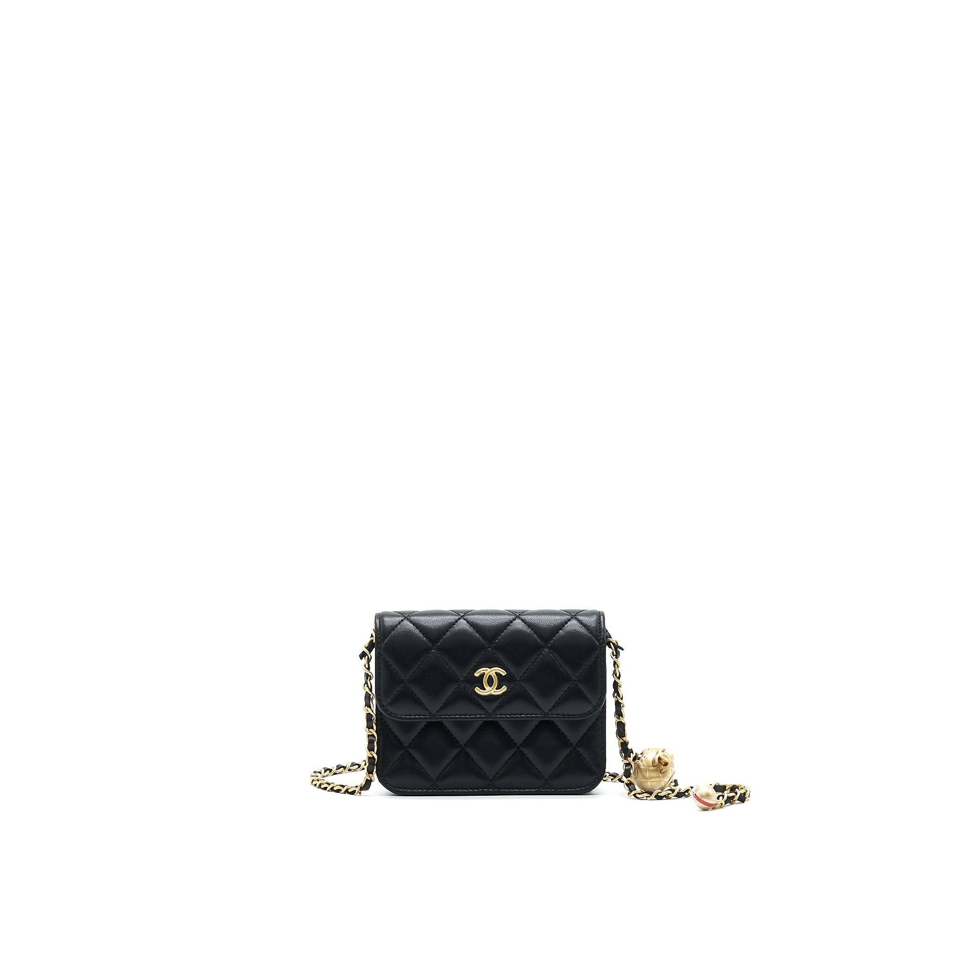 Chanel Pearl Crush Belt GHW Black