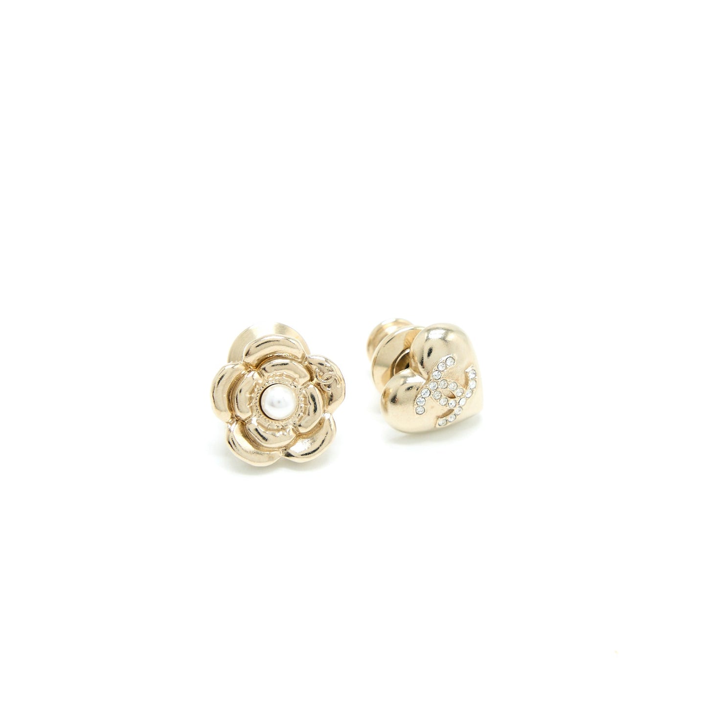 Chanel 4 Pins Brooch Crystal Pearl Light Gold Handbag