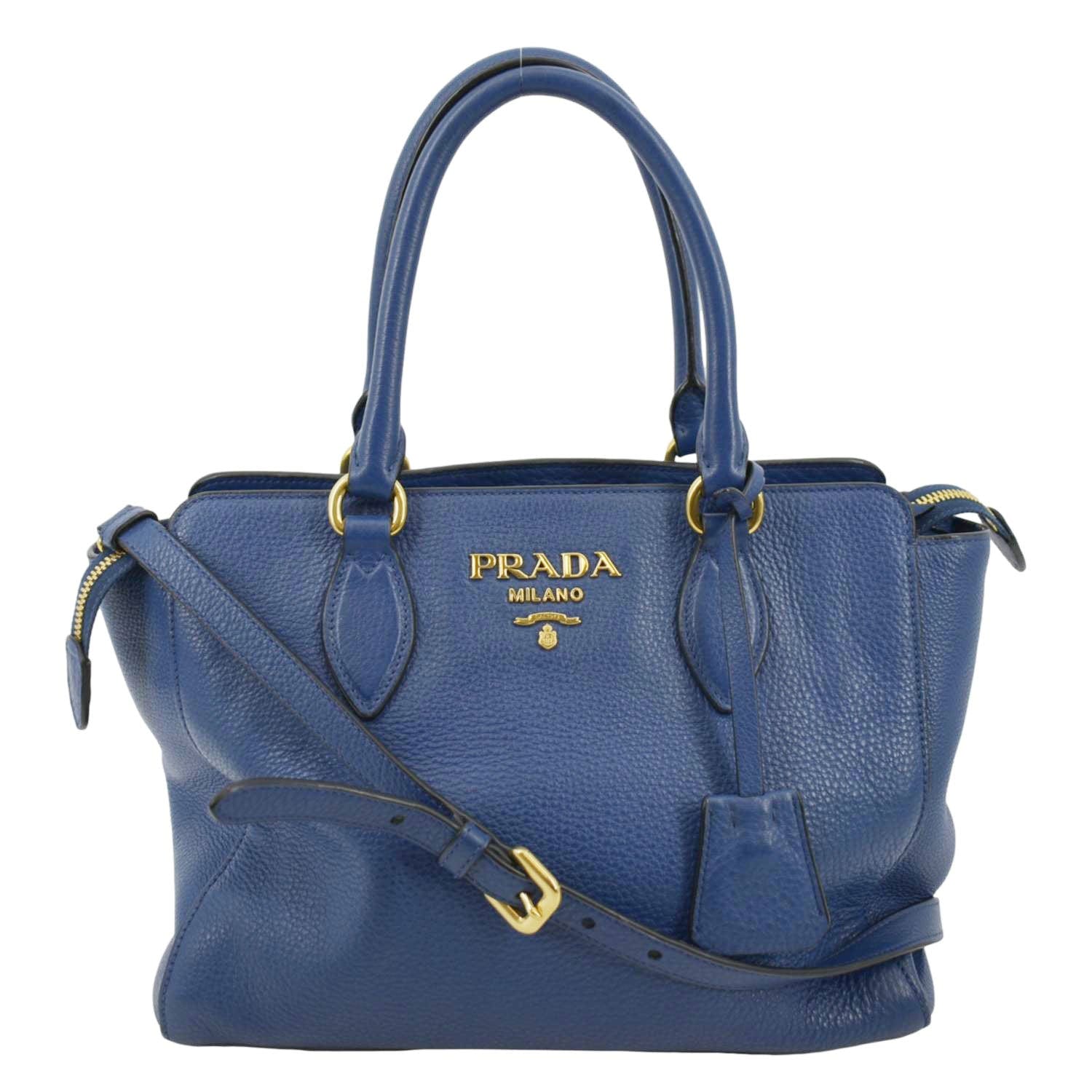 Prada 2Way Tote Shoulder Bag 1Ba205 Leather Blue