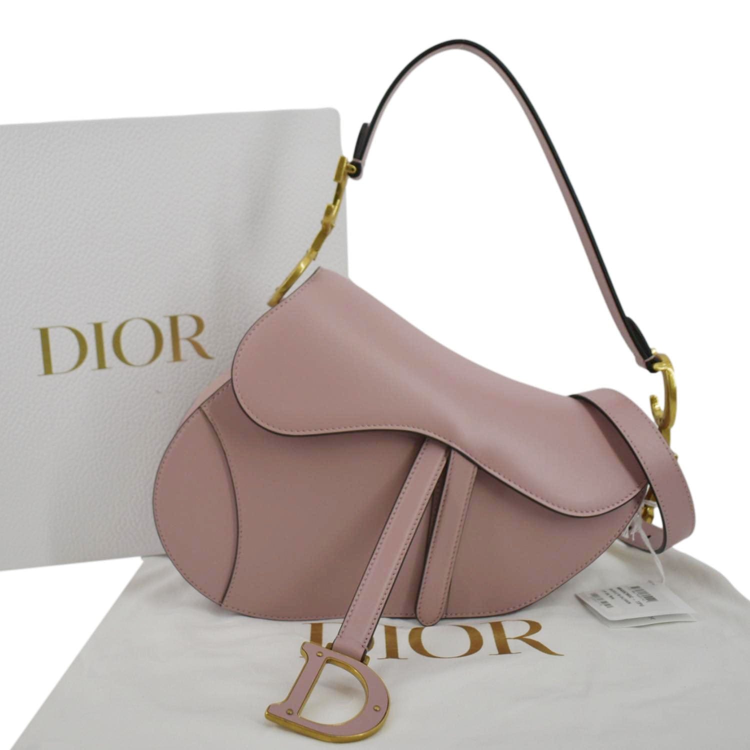 Dior Saddle Smooth Calfskin Satchel Shoulder Bag Antique Leather Pink Satchel Bag