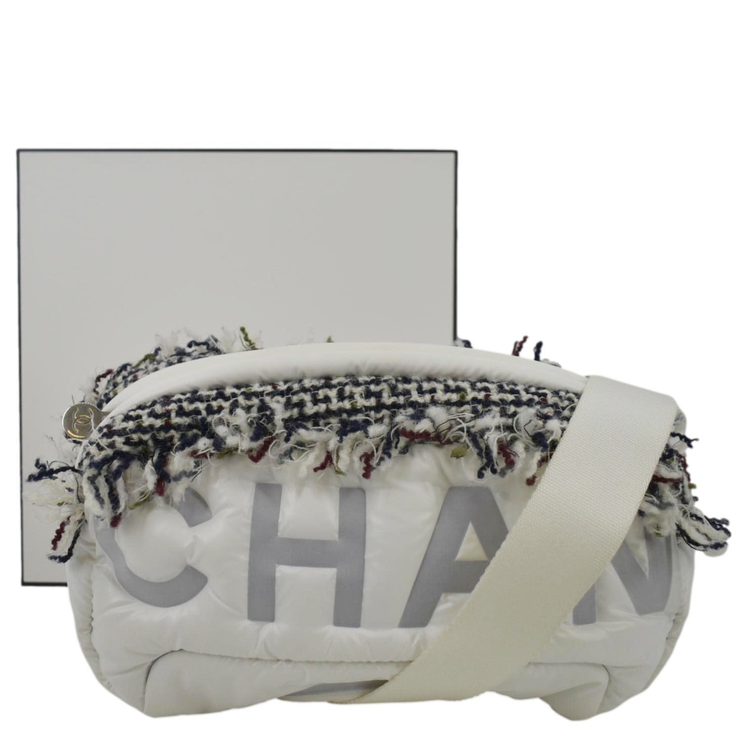 Chanel Coco Neige Tweed x Nylon White Travel Bag